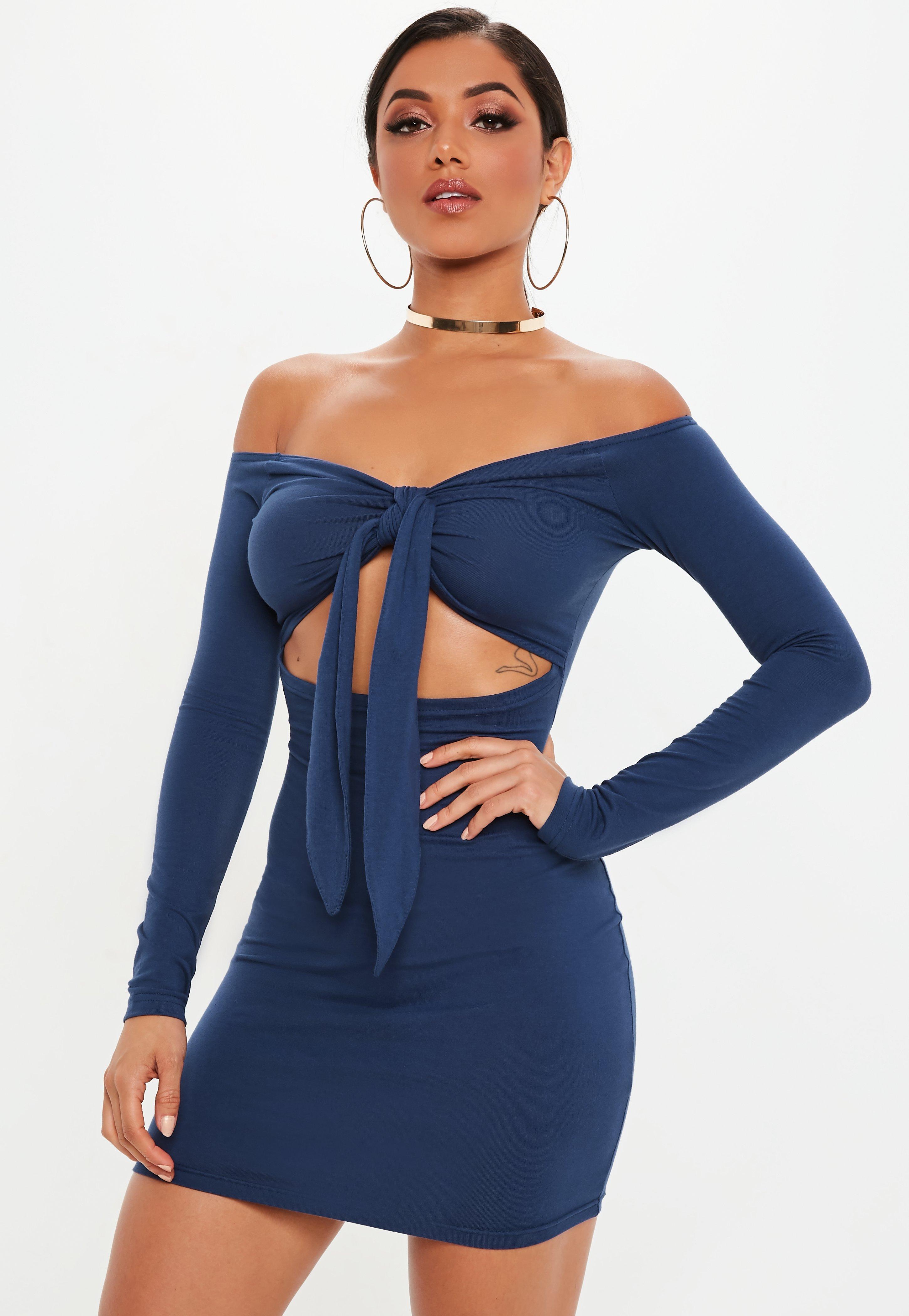 bardot tie front dress