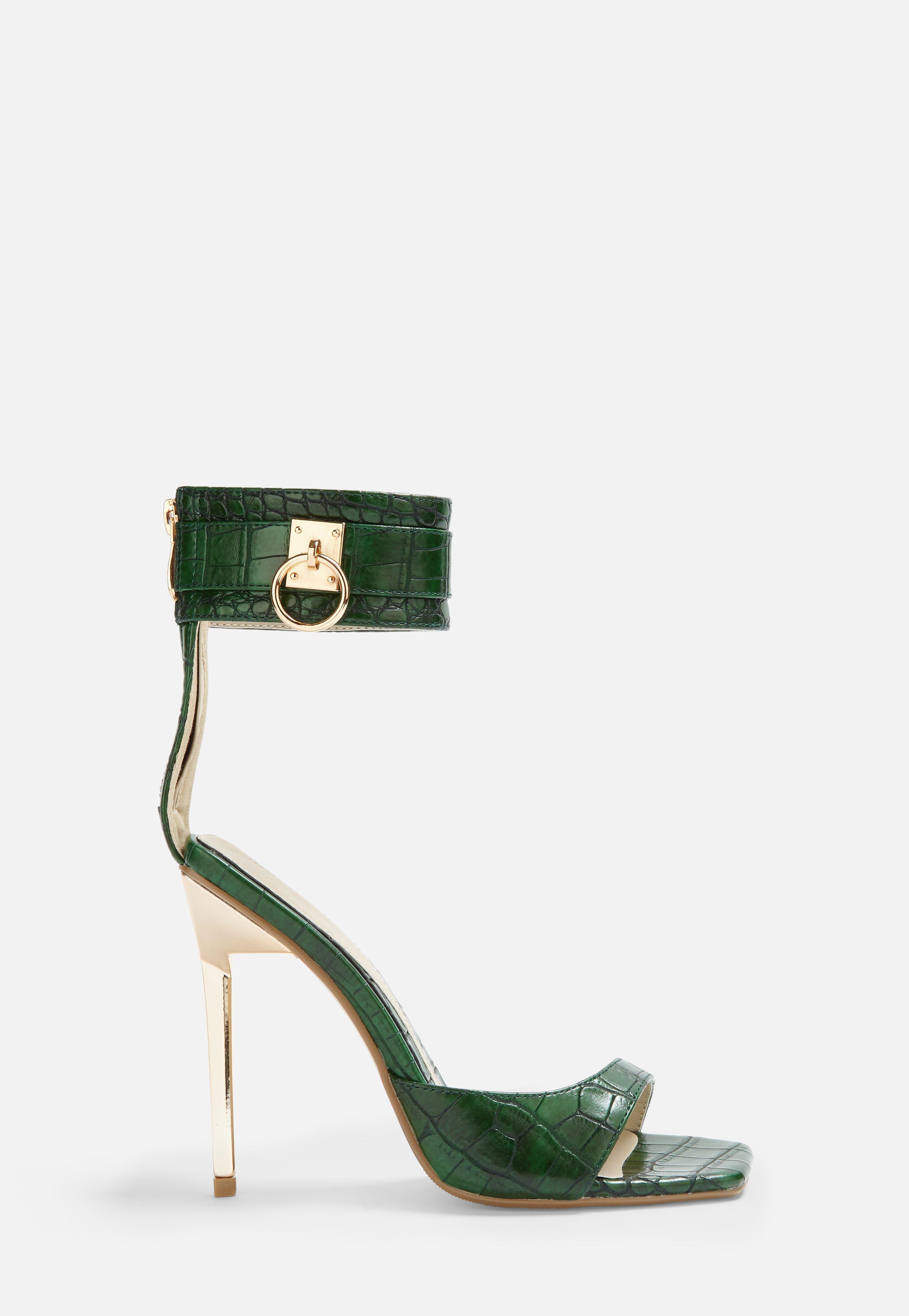 green croc heels
