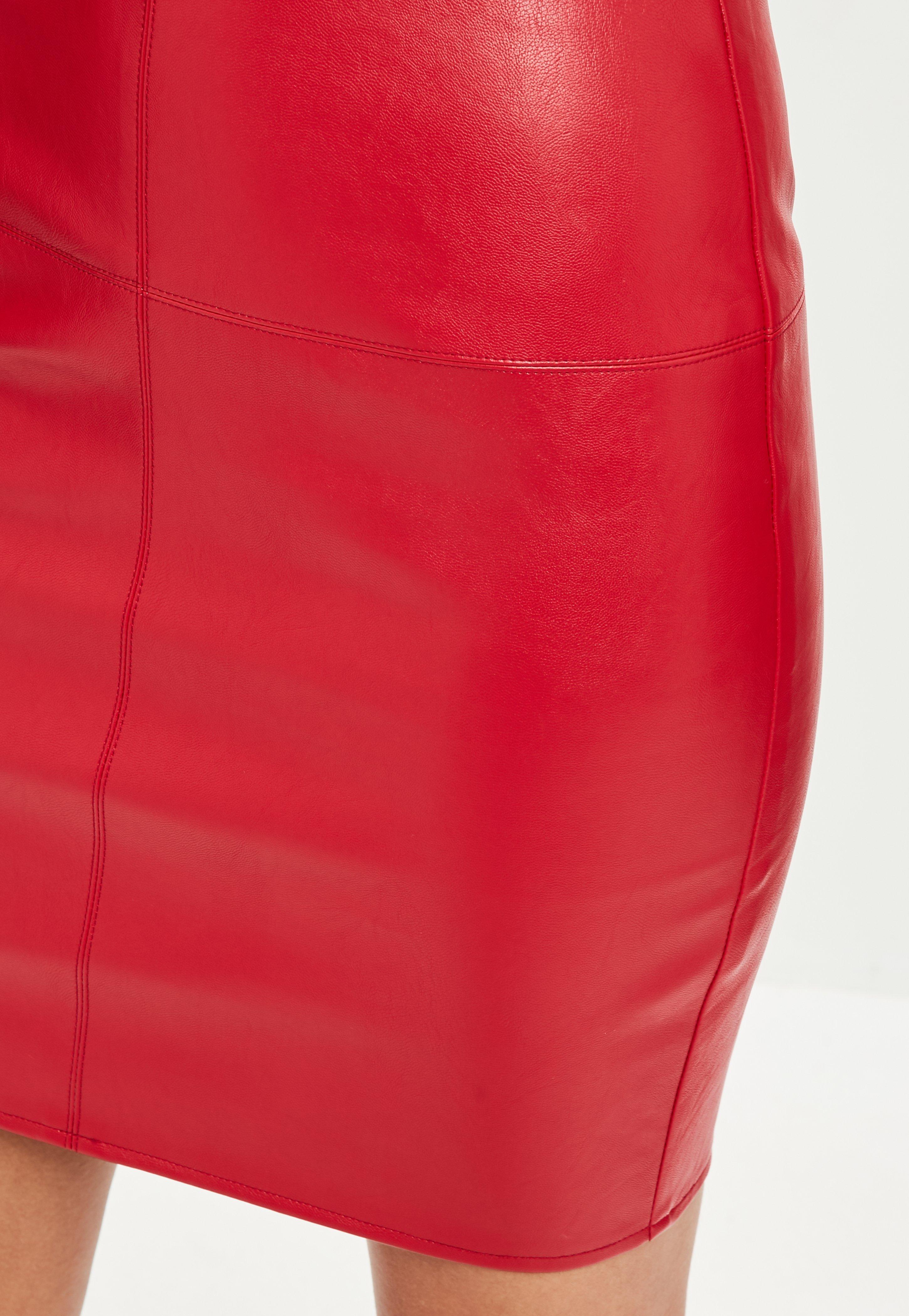 Lyst - Missguided Tall Red Faux Leather Skirt in Red