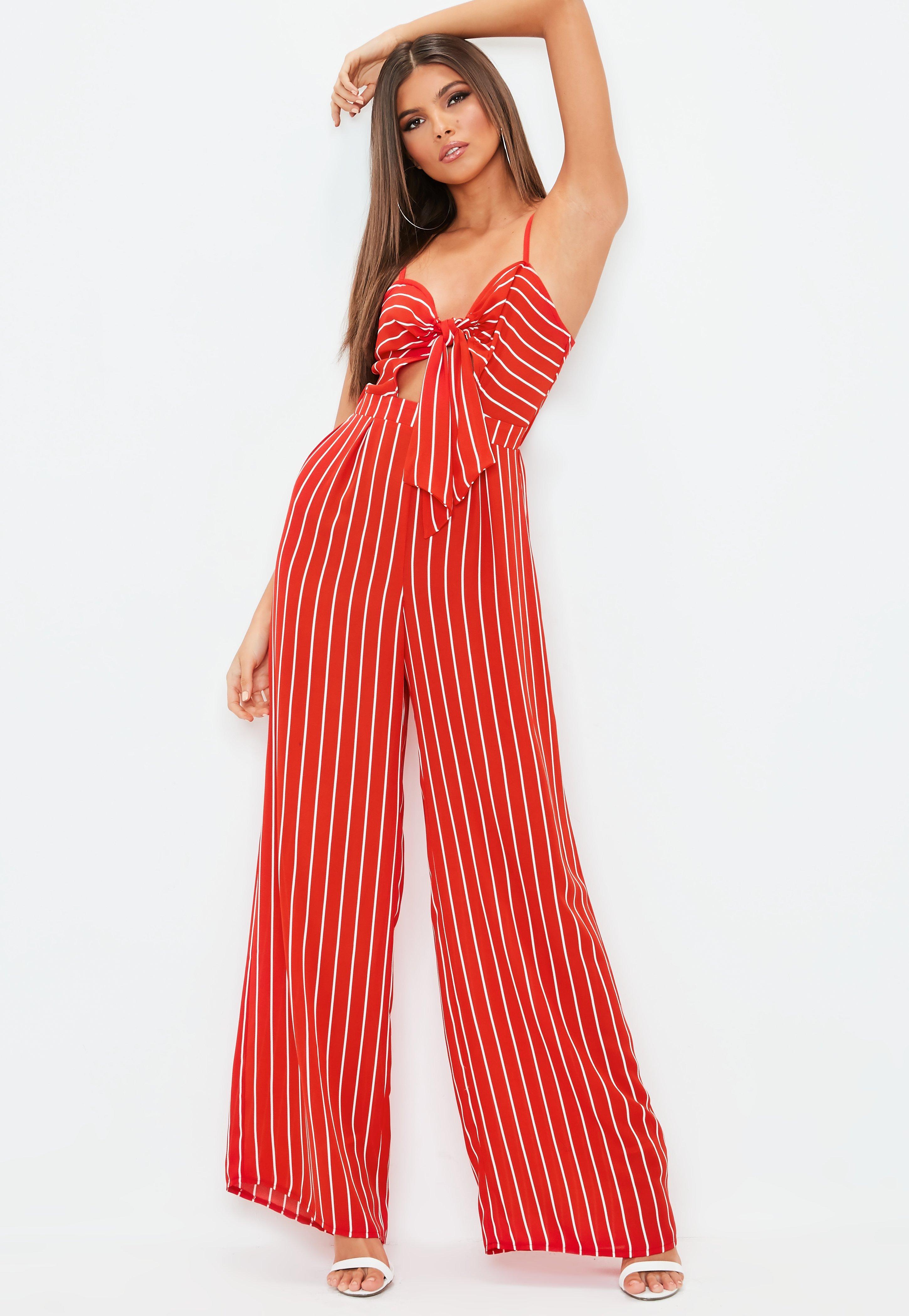tie front wide leg jumpsuit