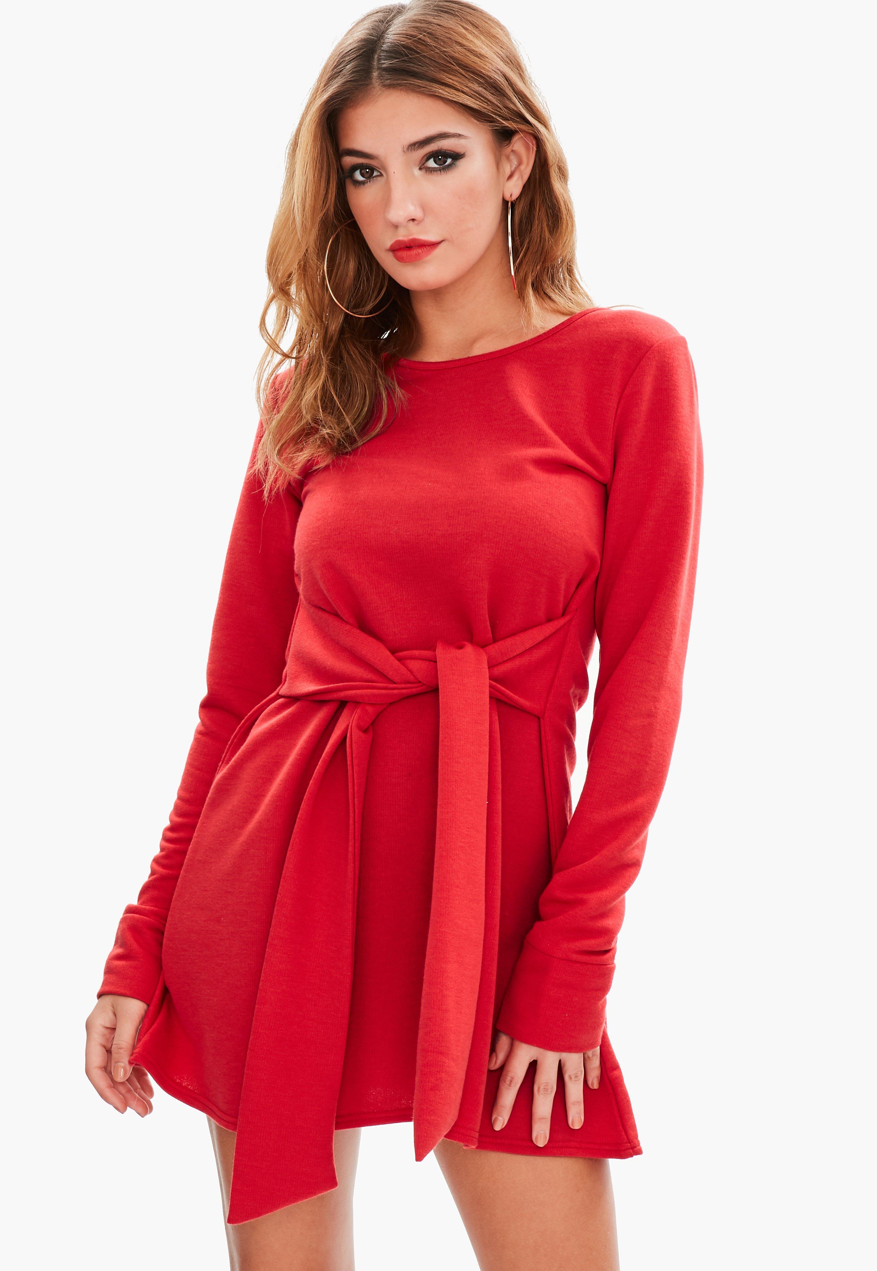 tie waist jumper dress