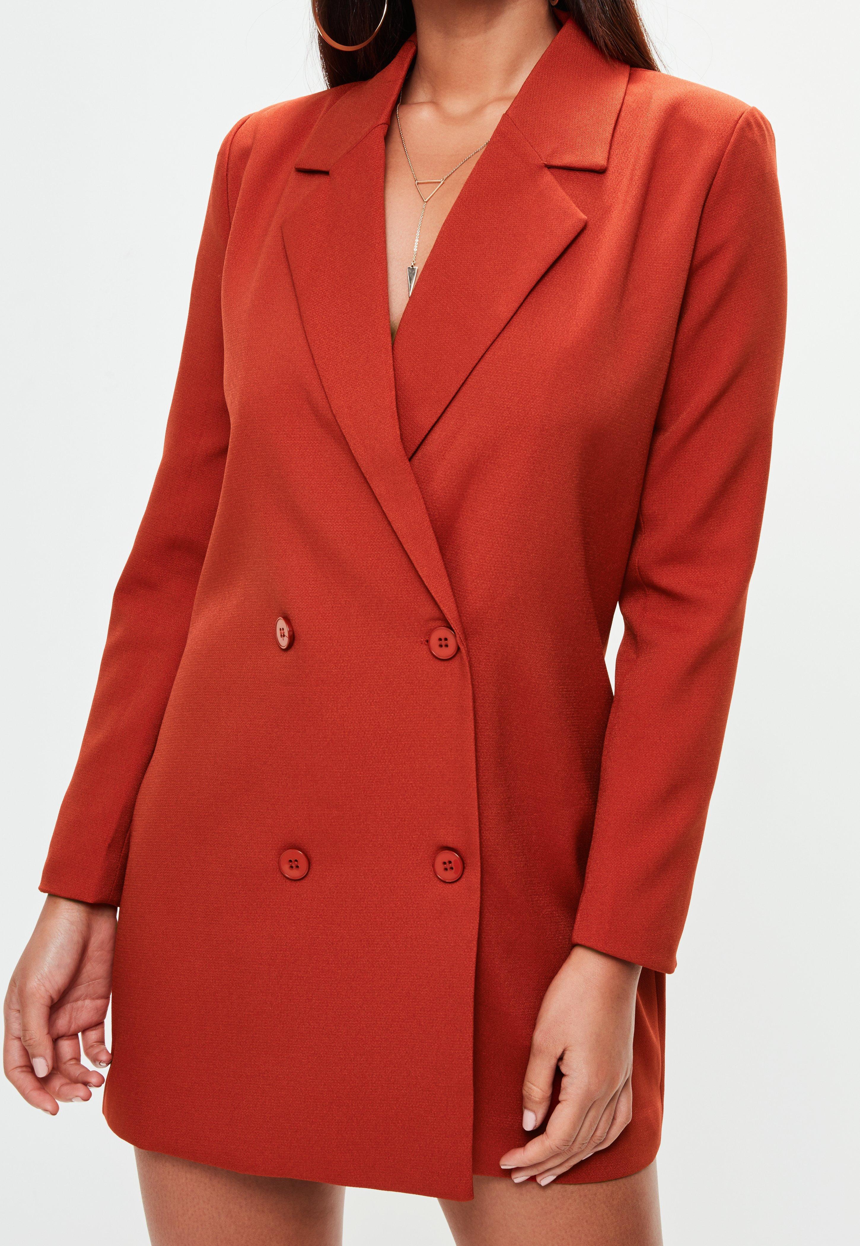 Missguided Orange Crepe Blazer Dress Lyst