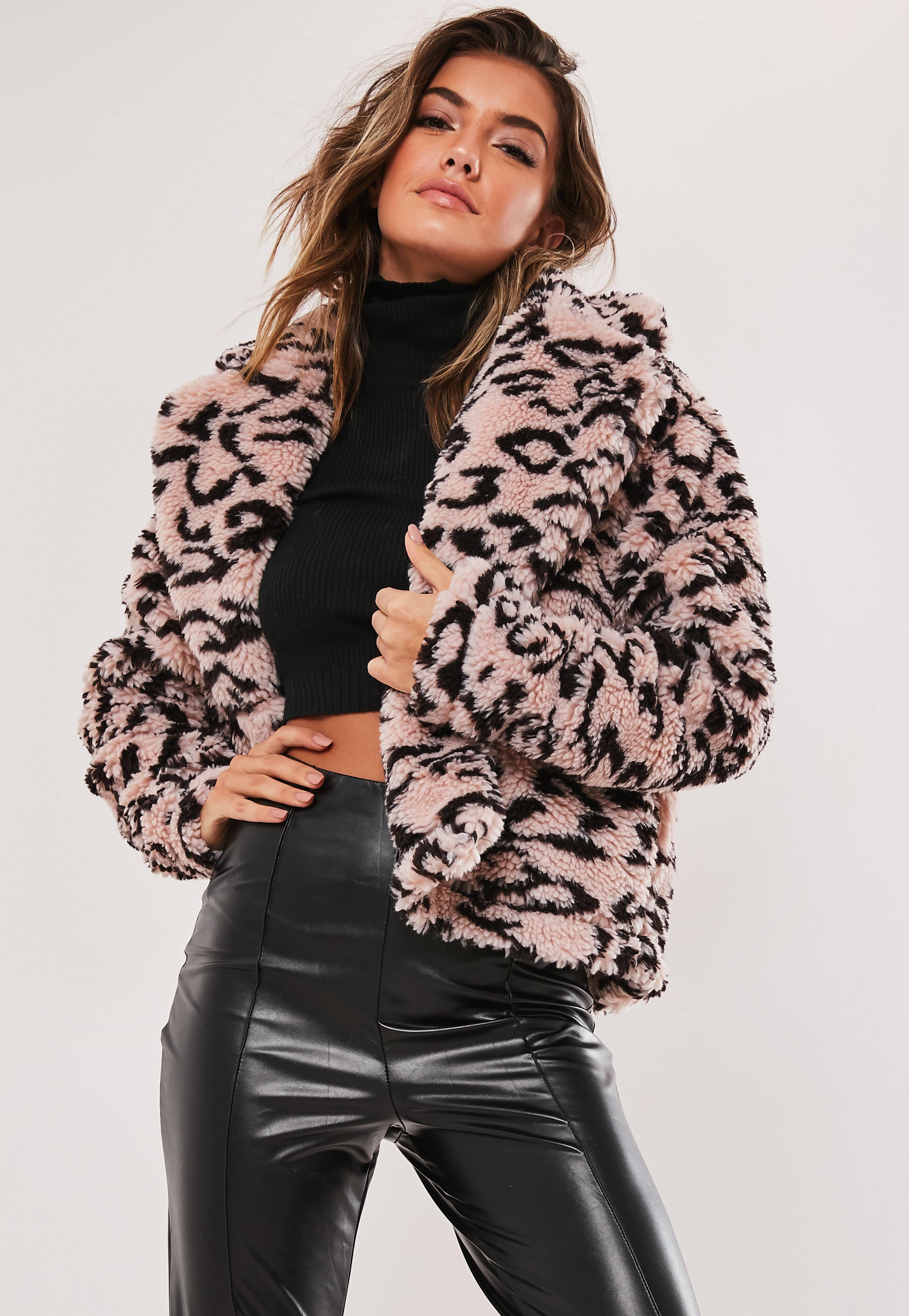 leopard print borg jacket
