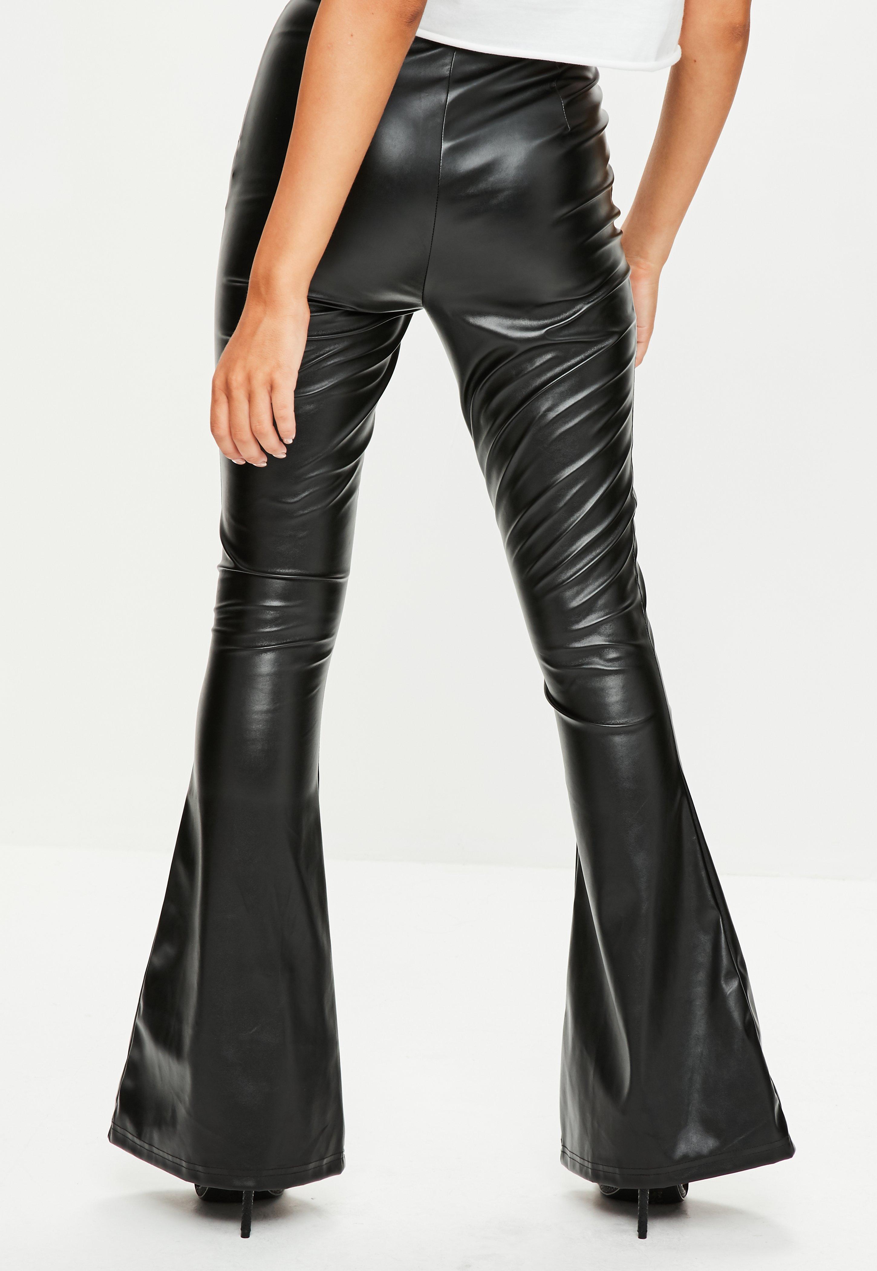 Missguided Black Lace Up Faux Leather Trousers - Lyst