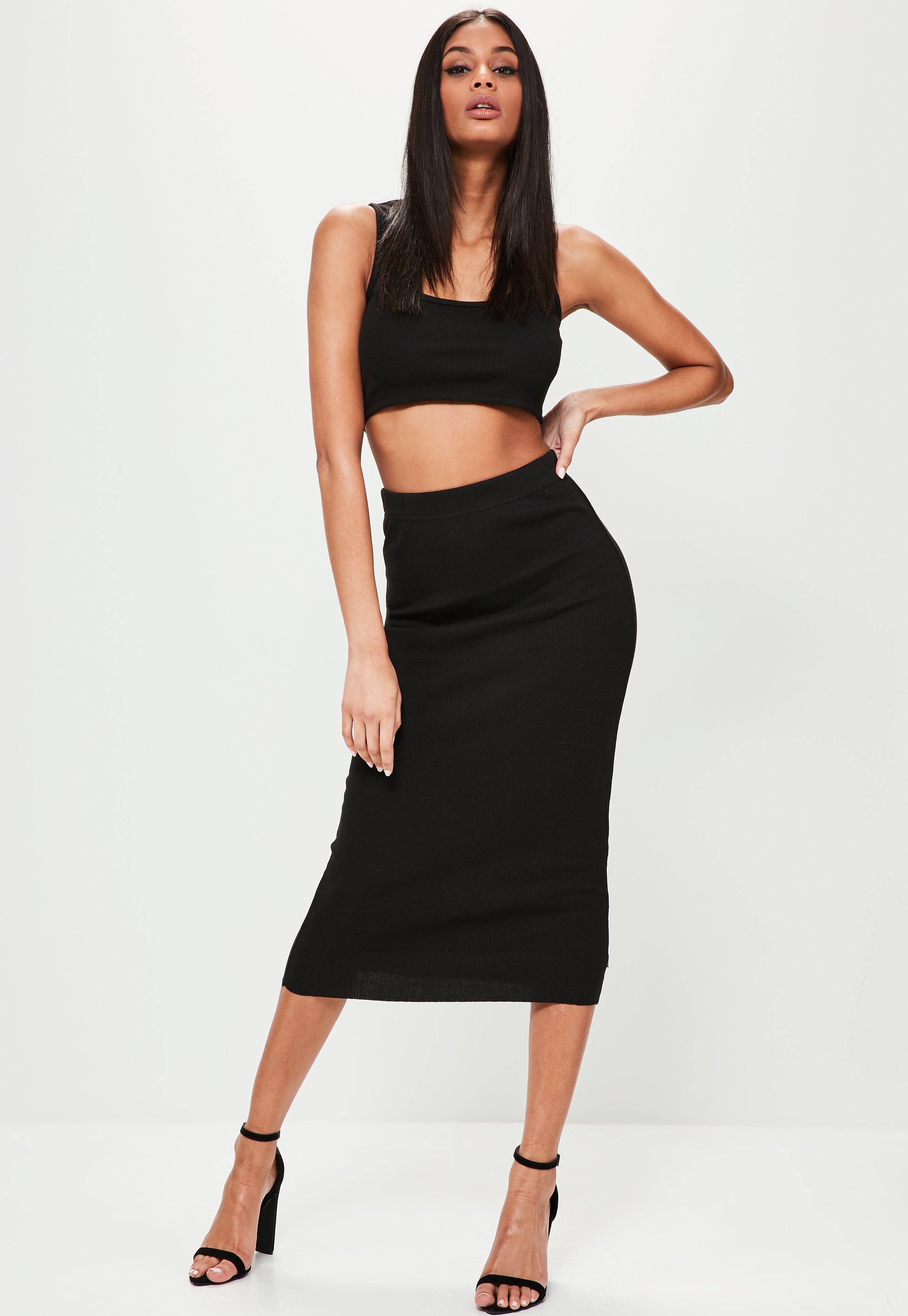 Missguided Londunn + Black Ribbed Midi 