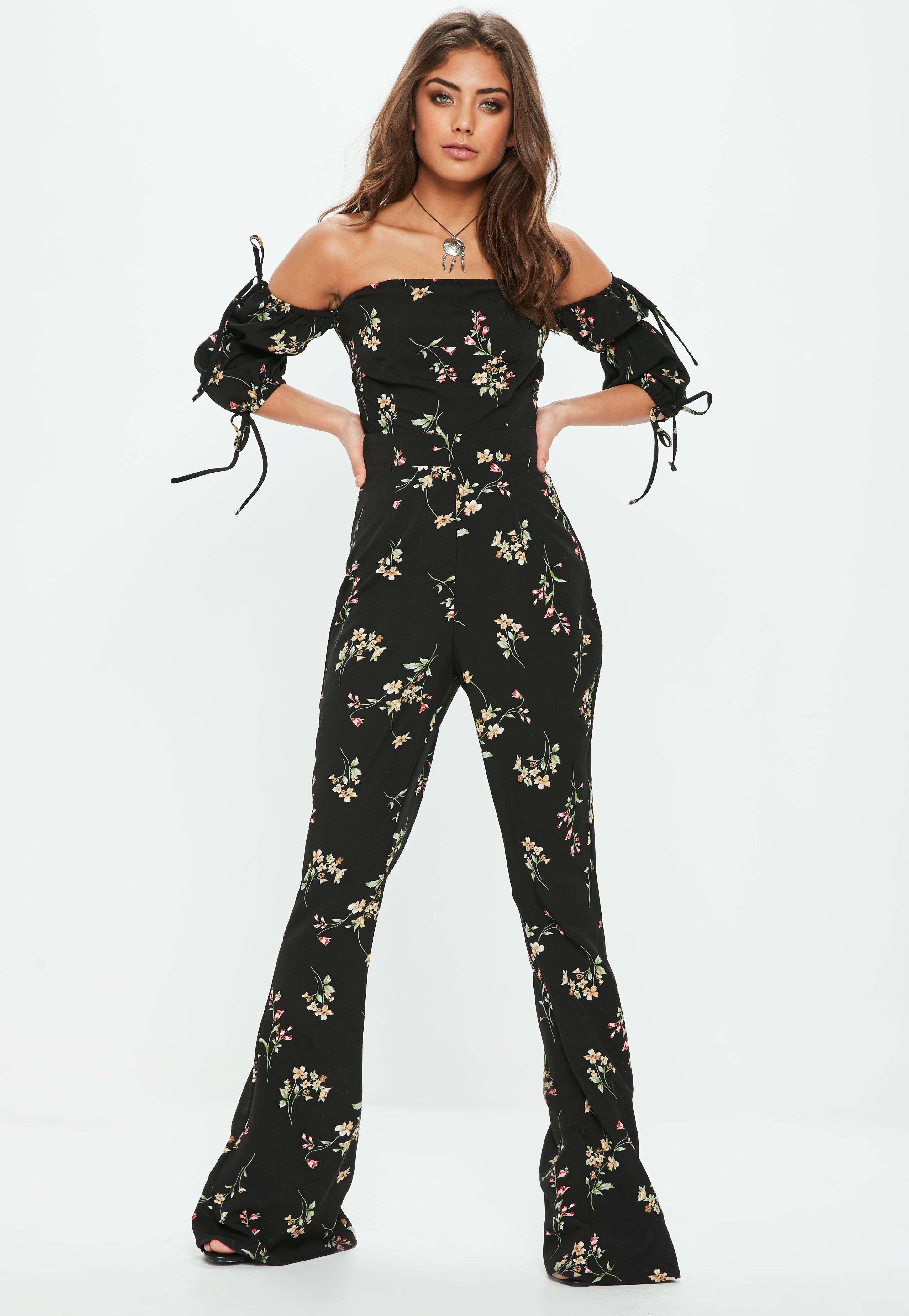 bardot floral jumpsuit