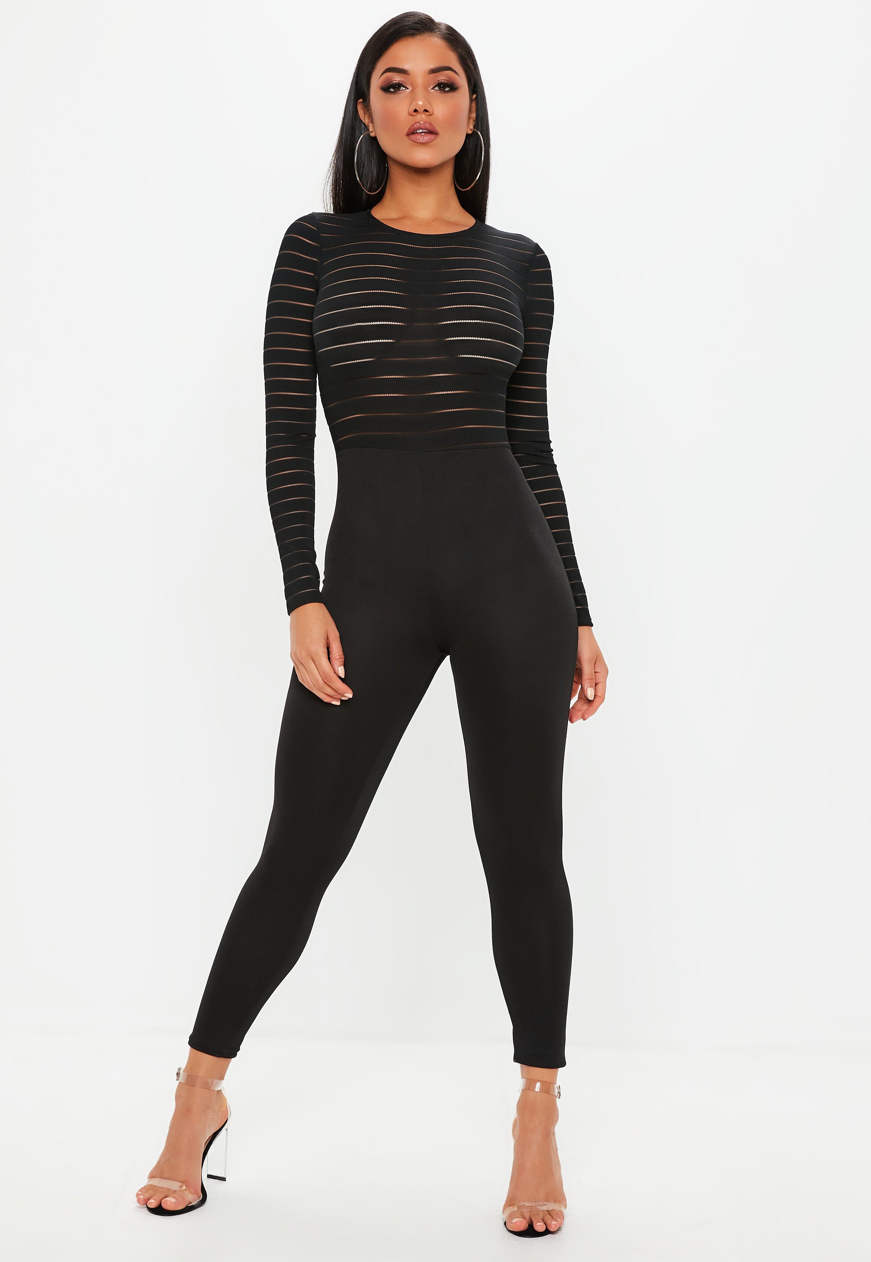 black burn out mesh jumpsuit