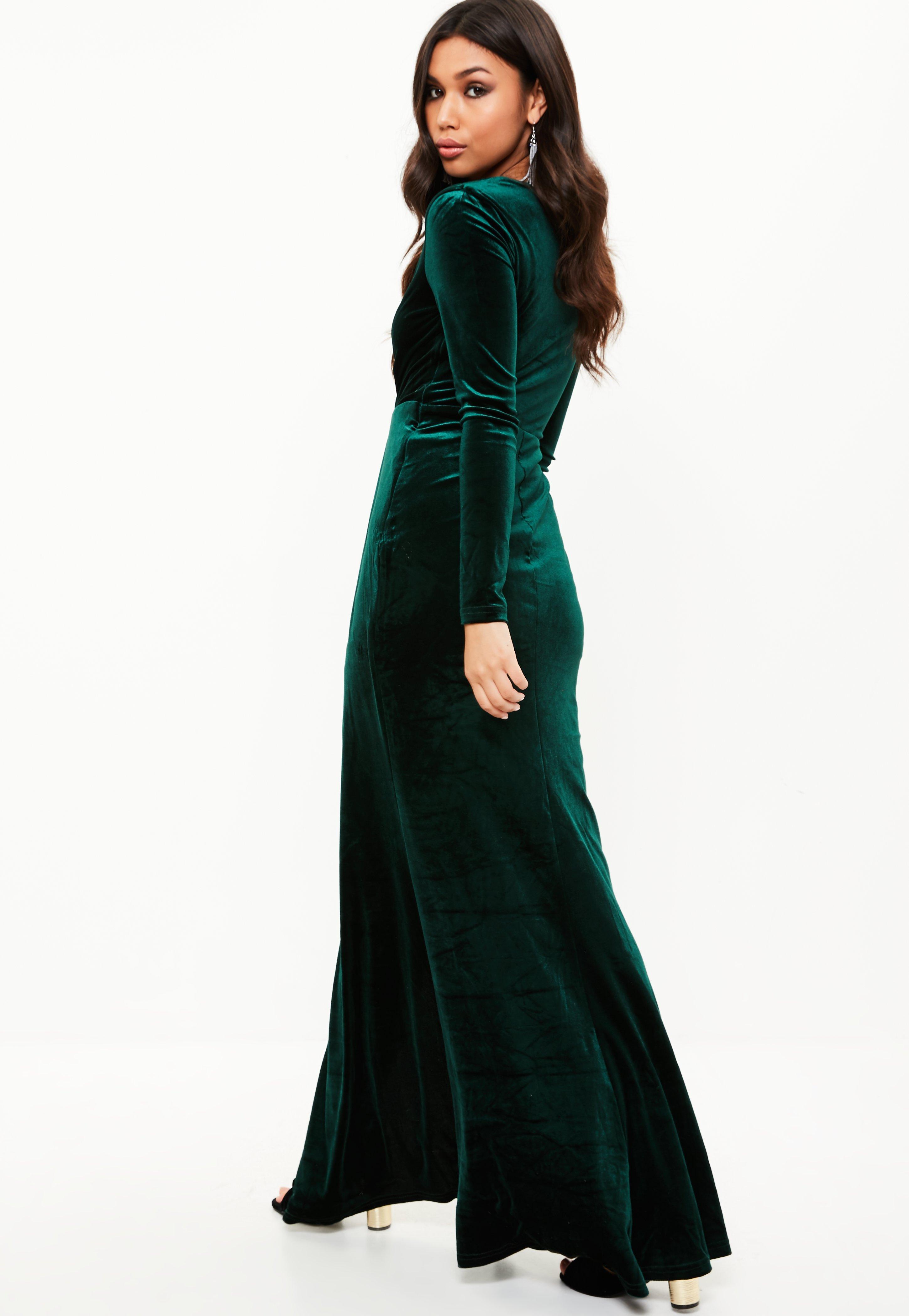 velvet maxi long sleeve dress