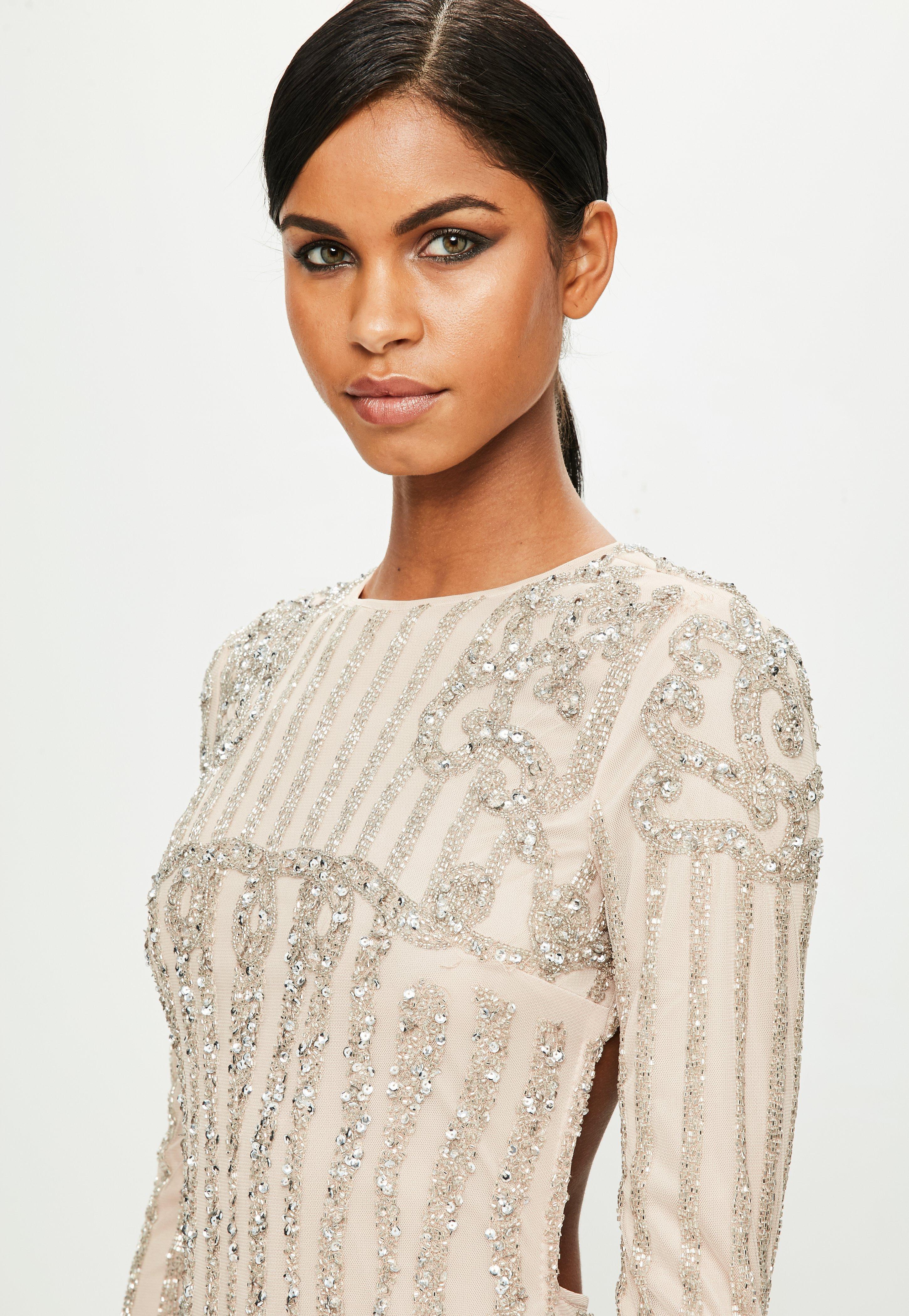 peace and love silver embellished dress