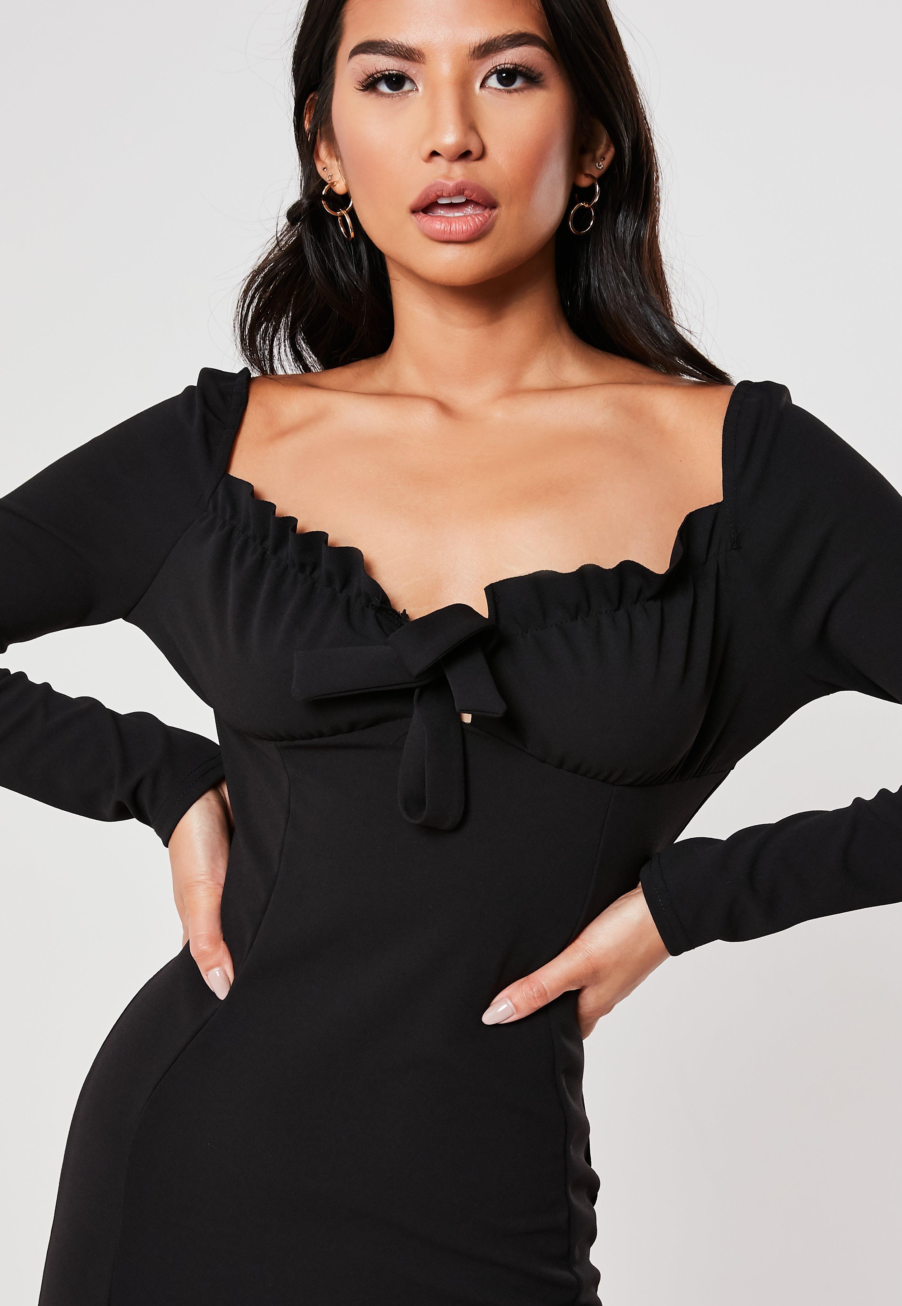 Black milkmaid long sleeve dress Clearance