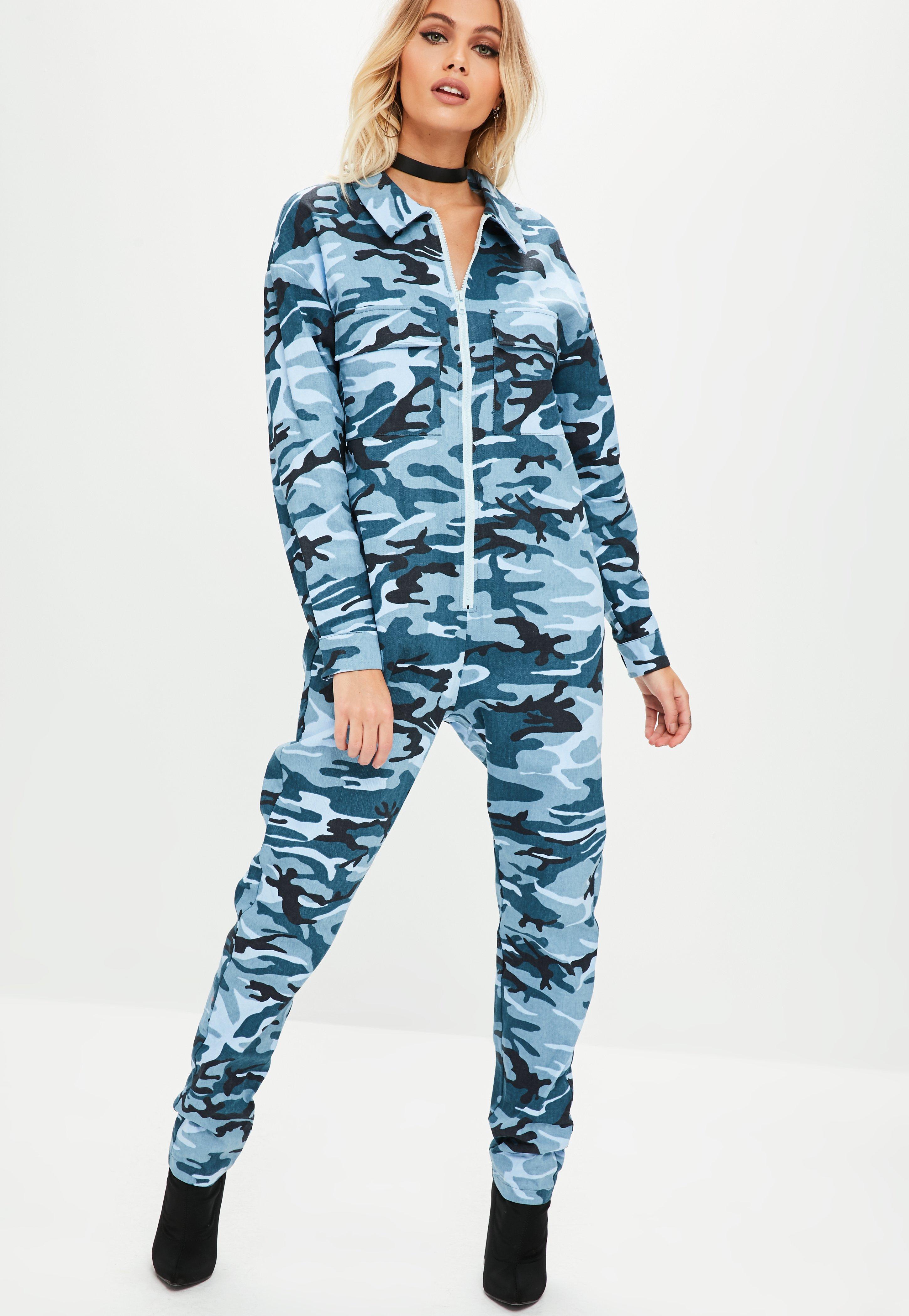 blue camo jumpsuit