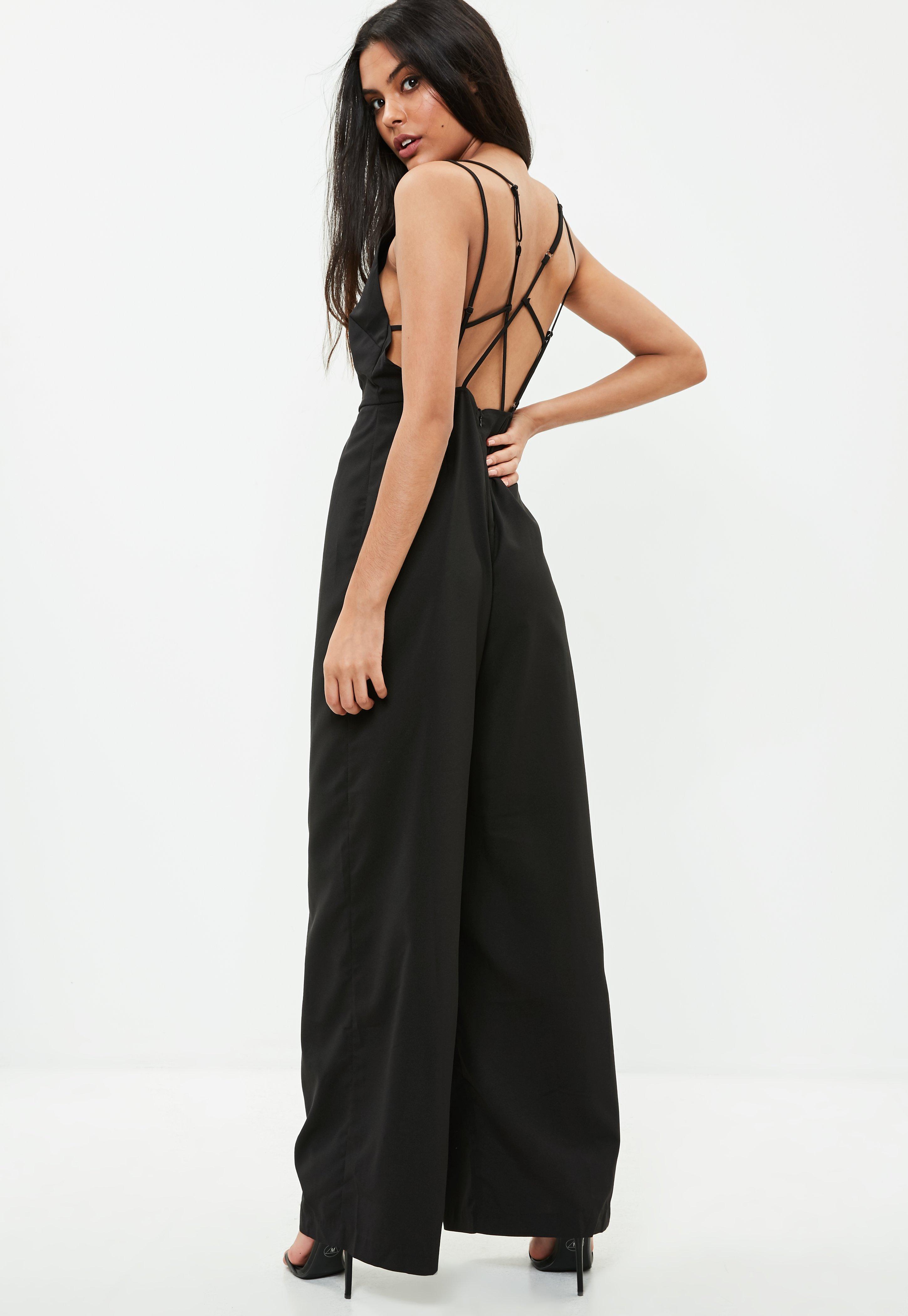 strappy wide leg jumpsuit