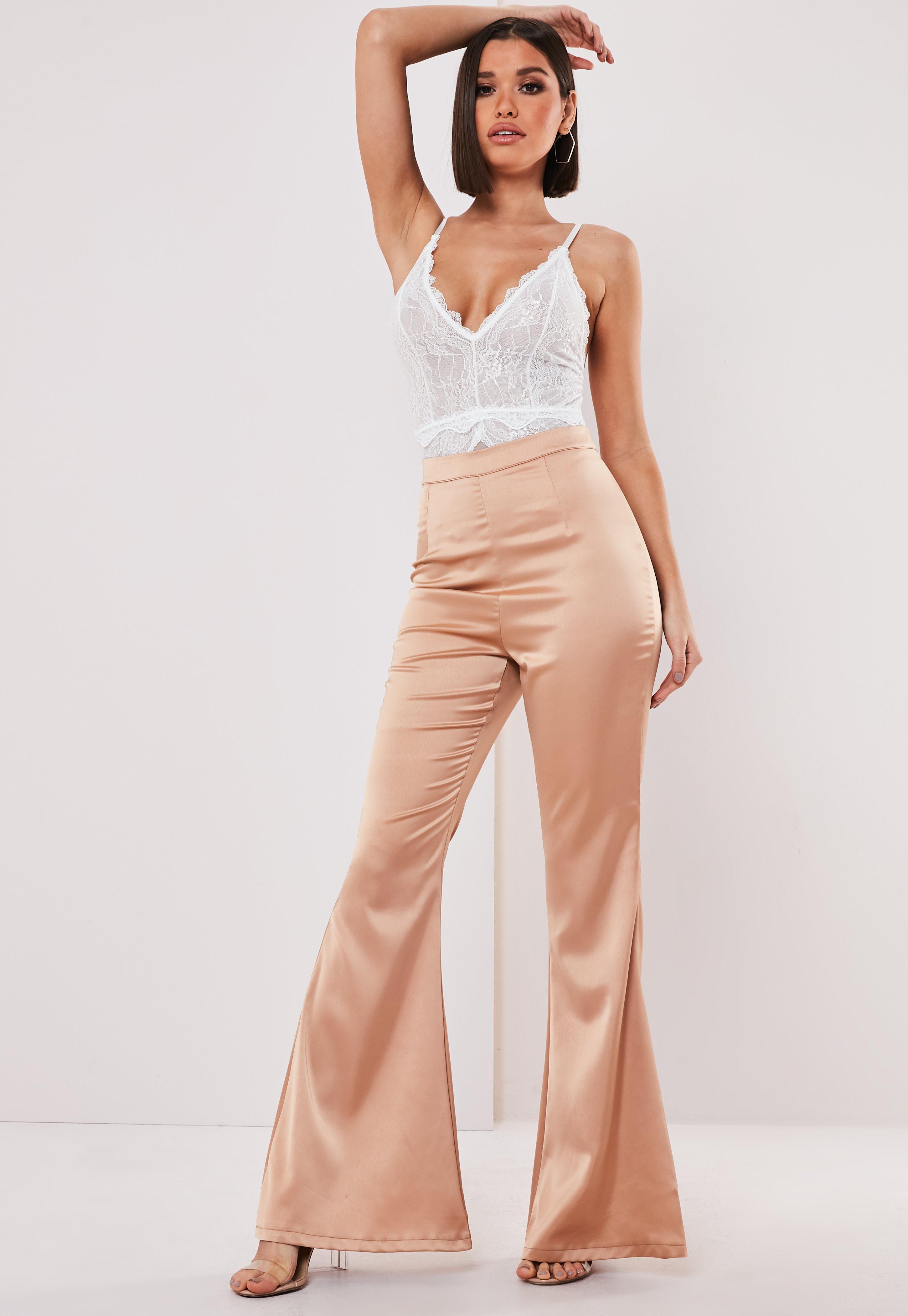nude flare pants