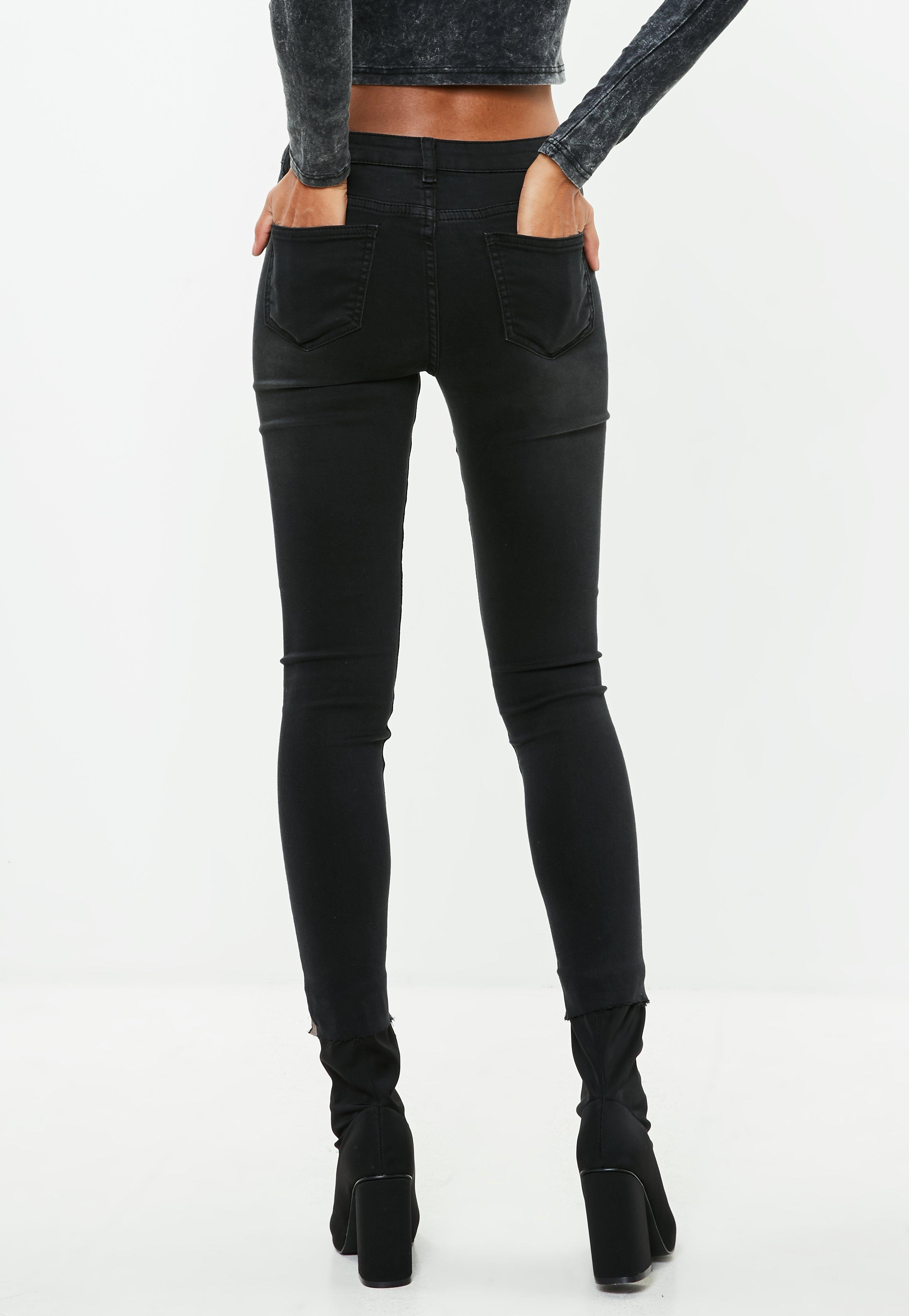 Missguided Denim Black Anarchy Silver Stripe Skinny Jeans - Lyst