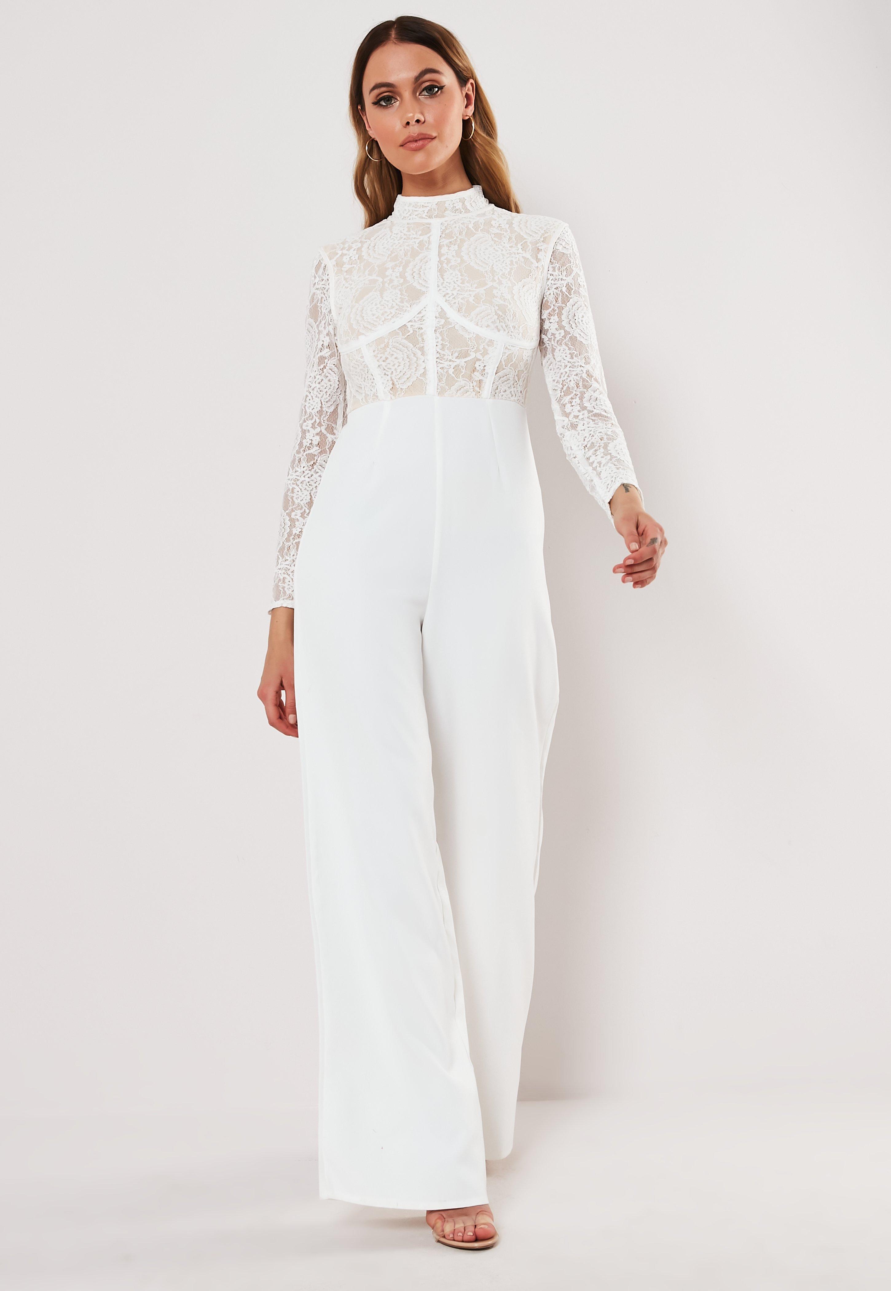 Missguided white lace jumpsuit Clearance