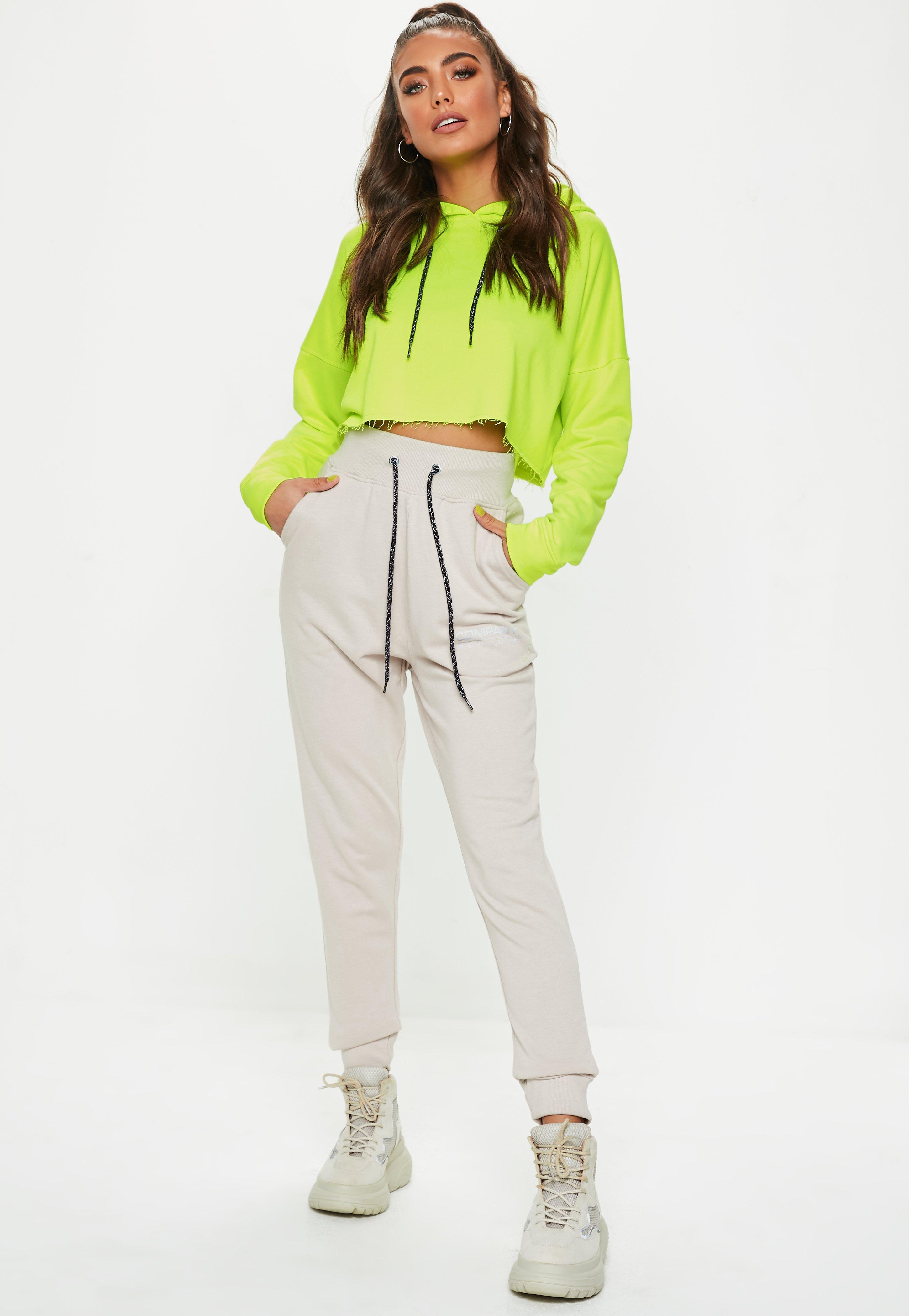neon yellow crop hoodie