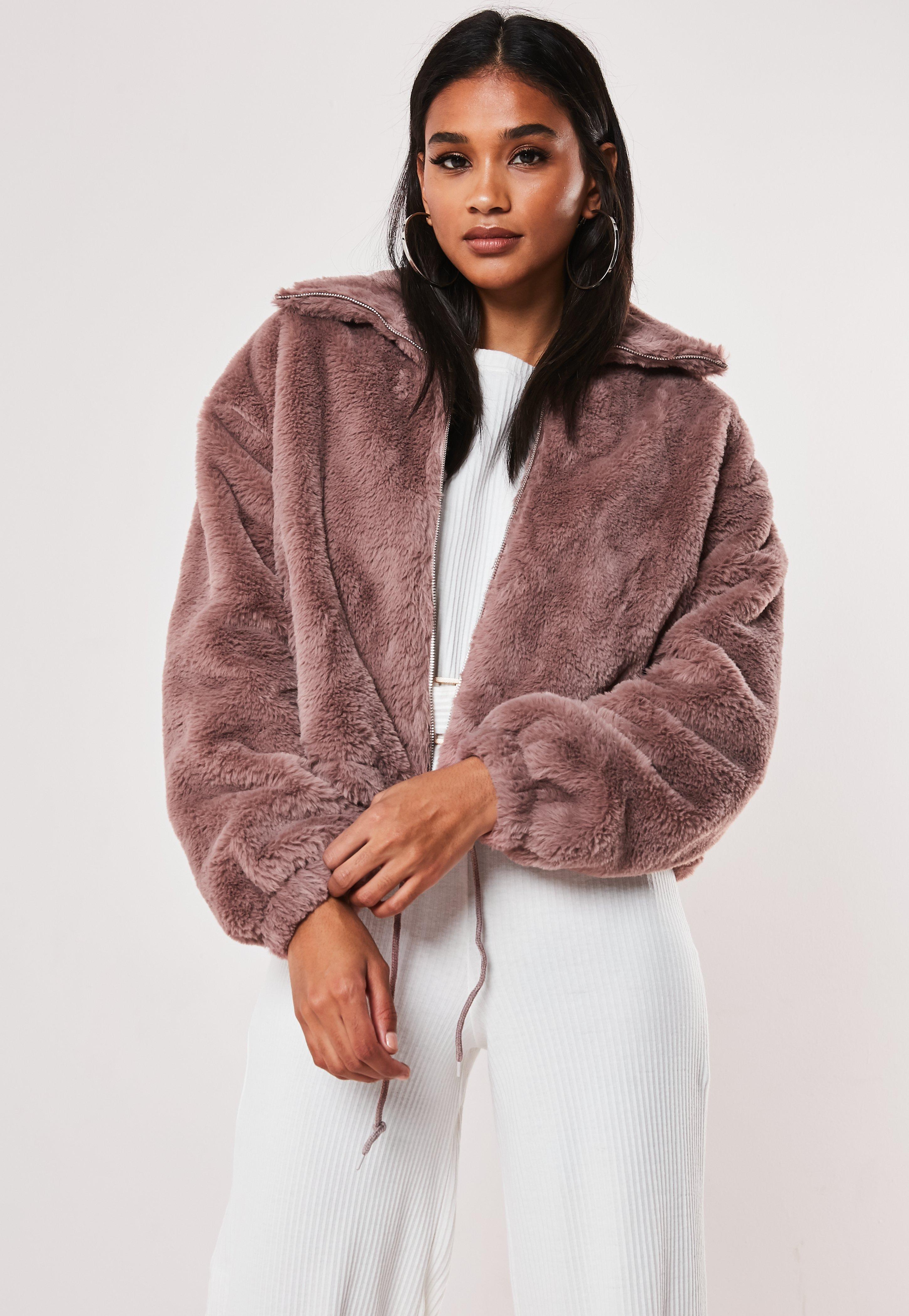 mauve fur jacket