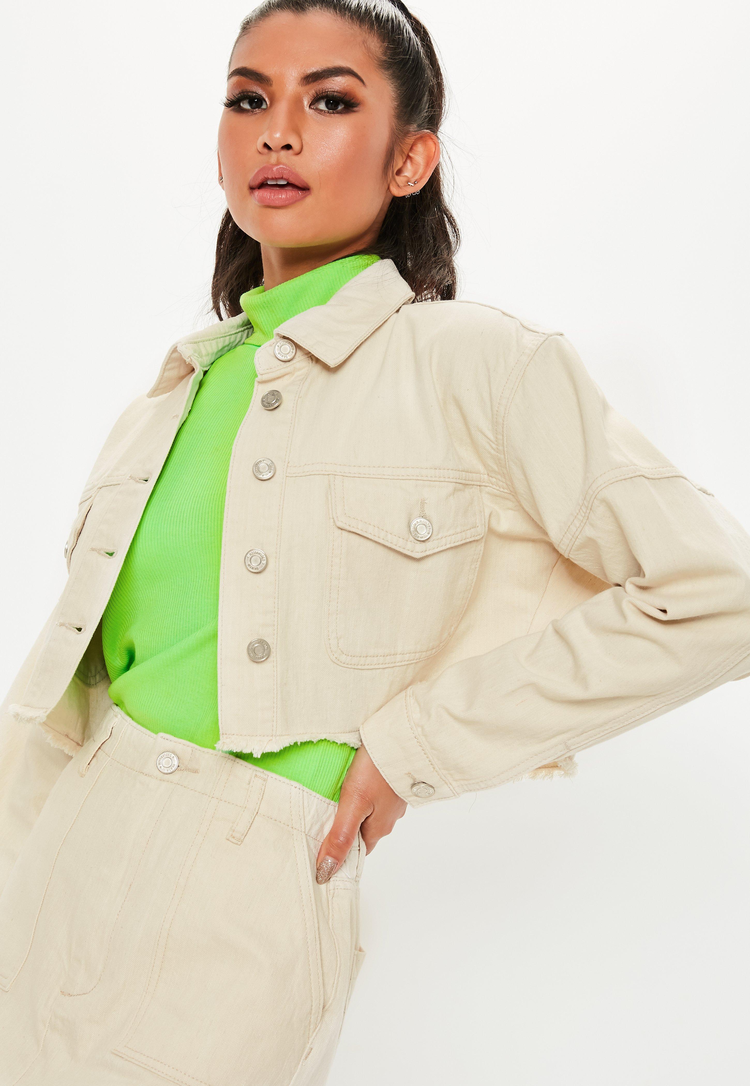 cropped cream denim jacket