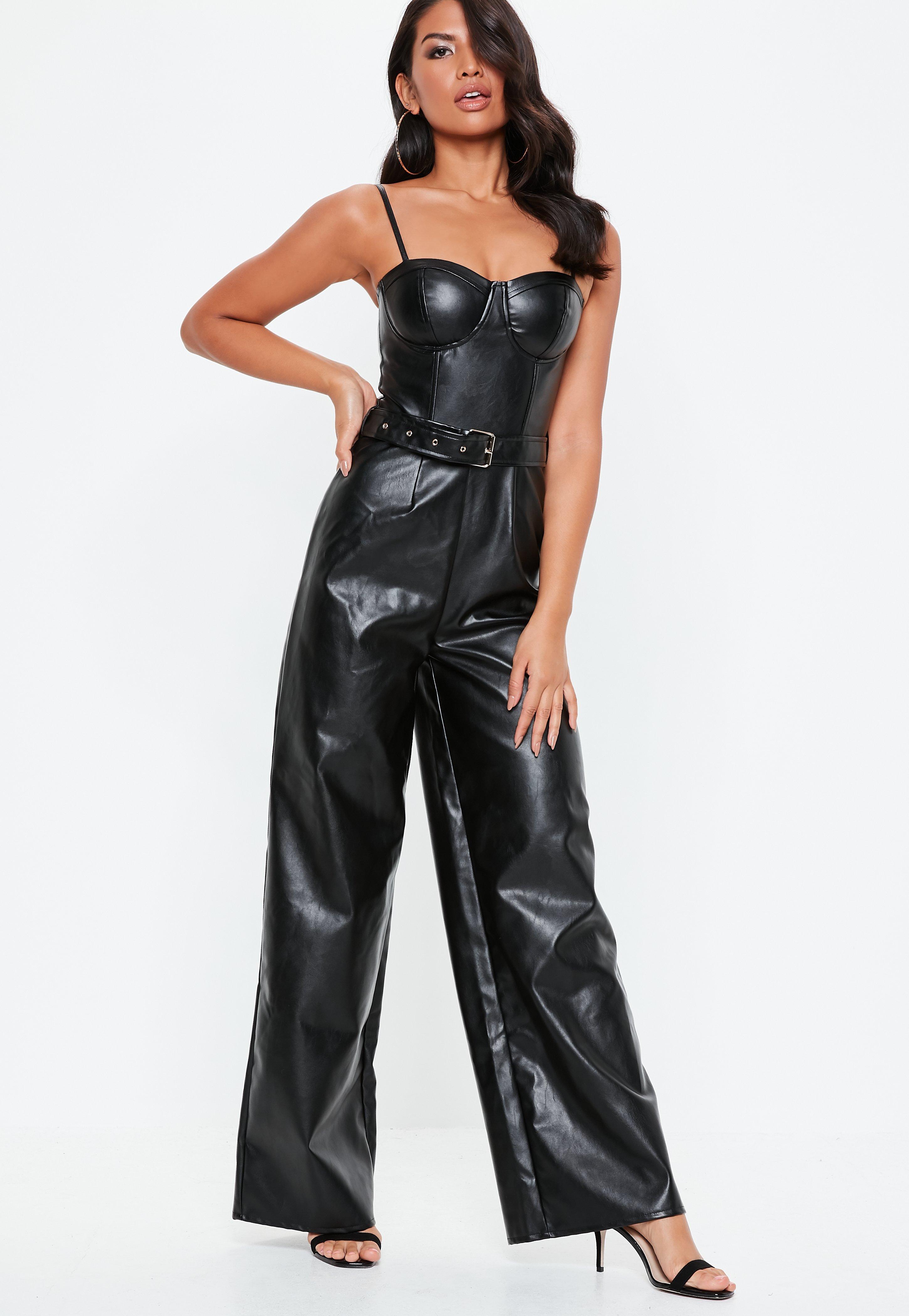 missguided leather jumpsuit