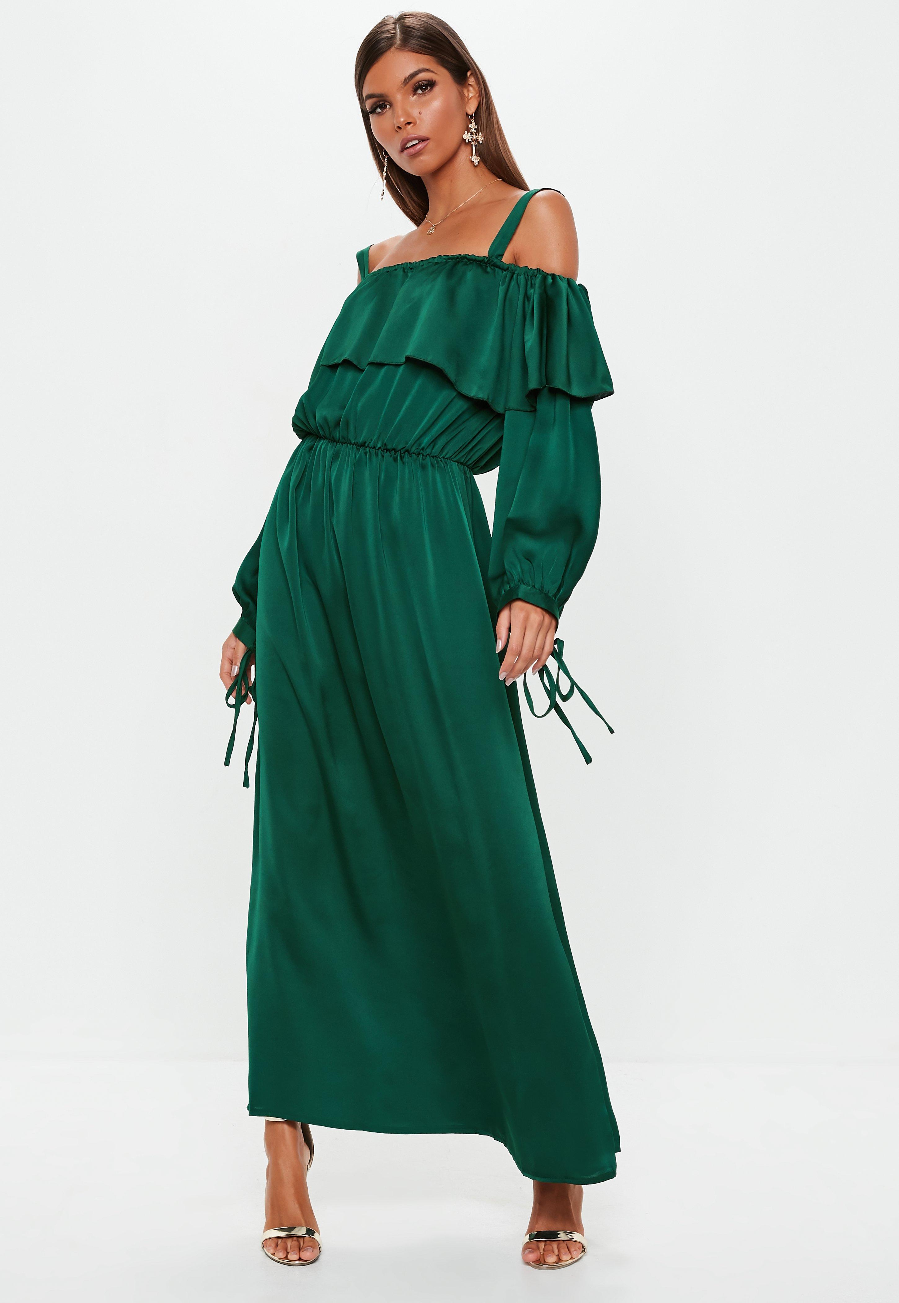 emerald green long sleeve maxi dress