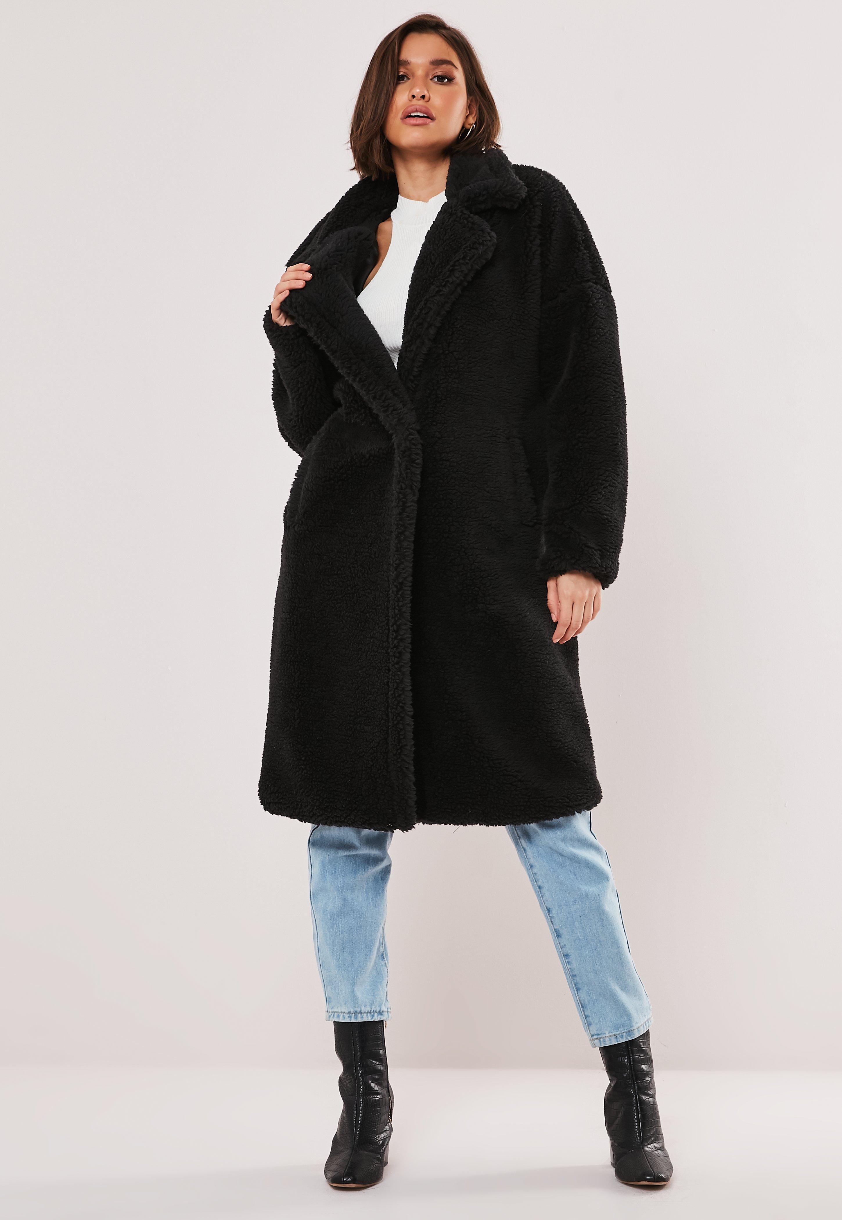 oversized black teddy jacket