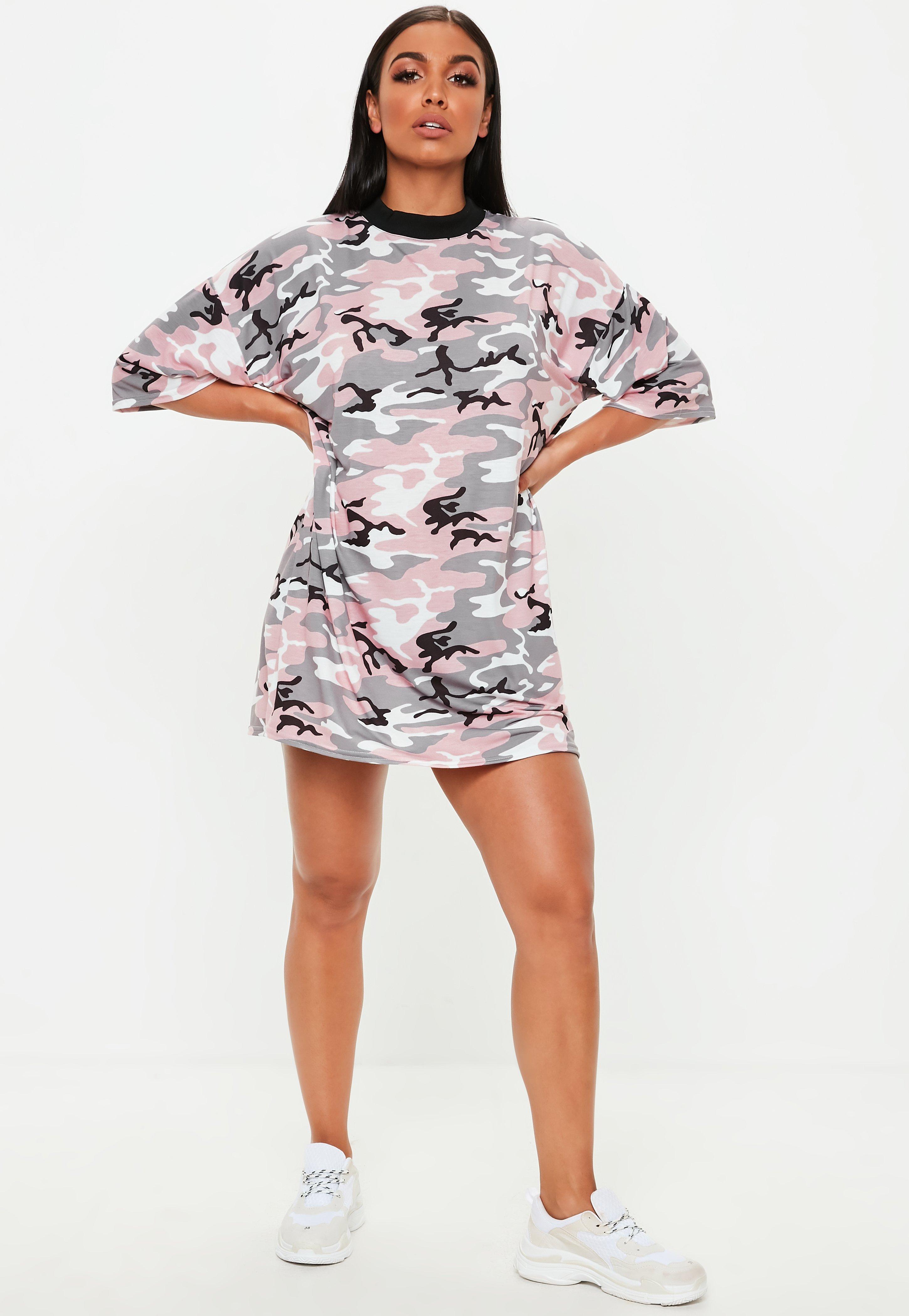 pink camo t shirt dress