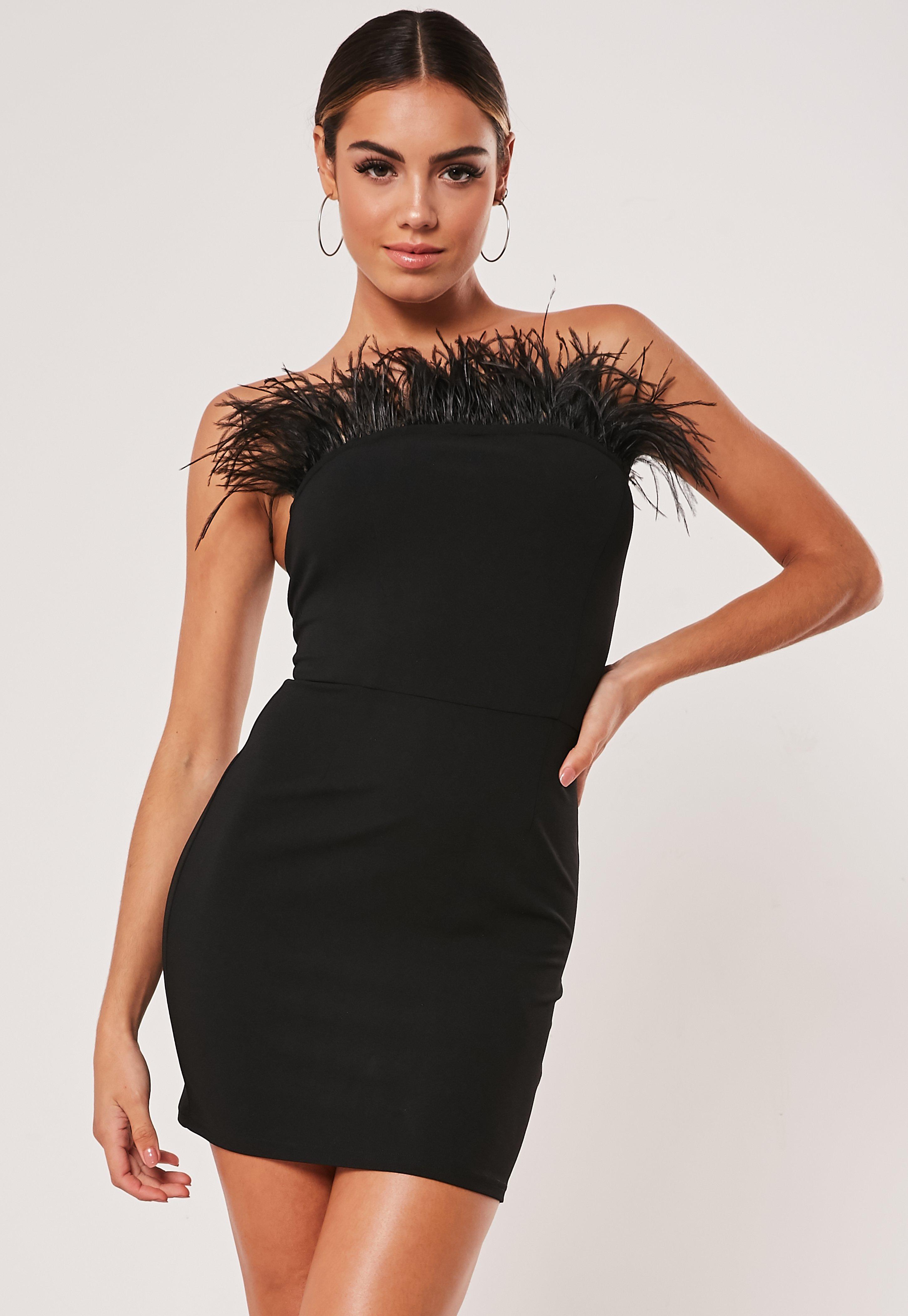 missguided black feather dress