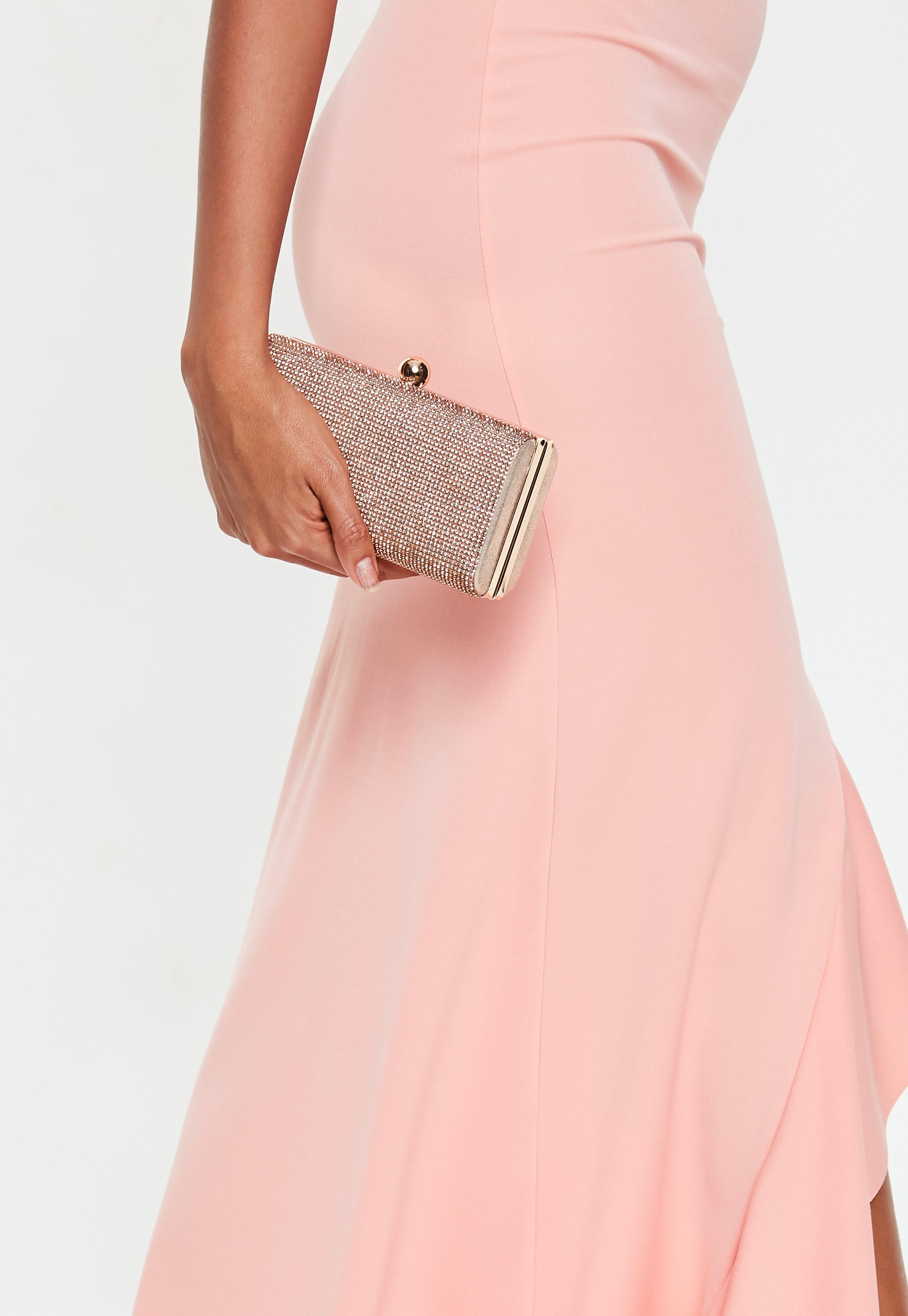 rose gold diamante bag