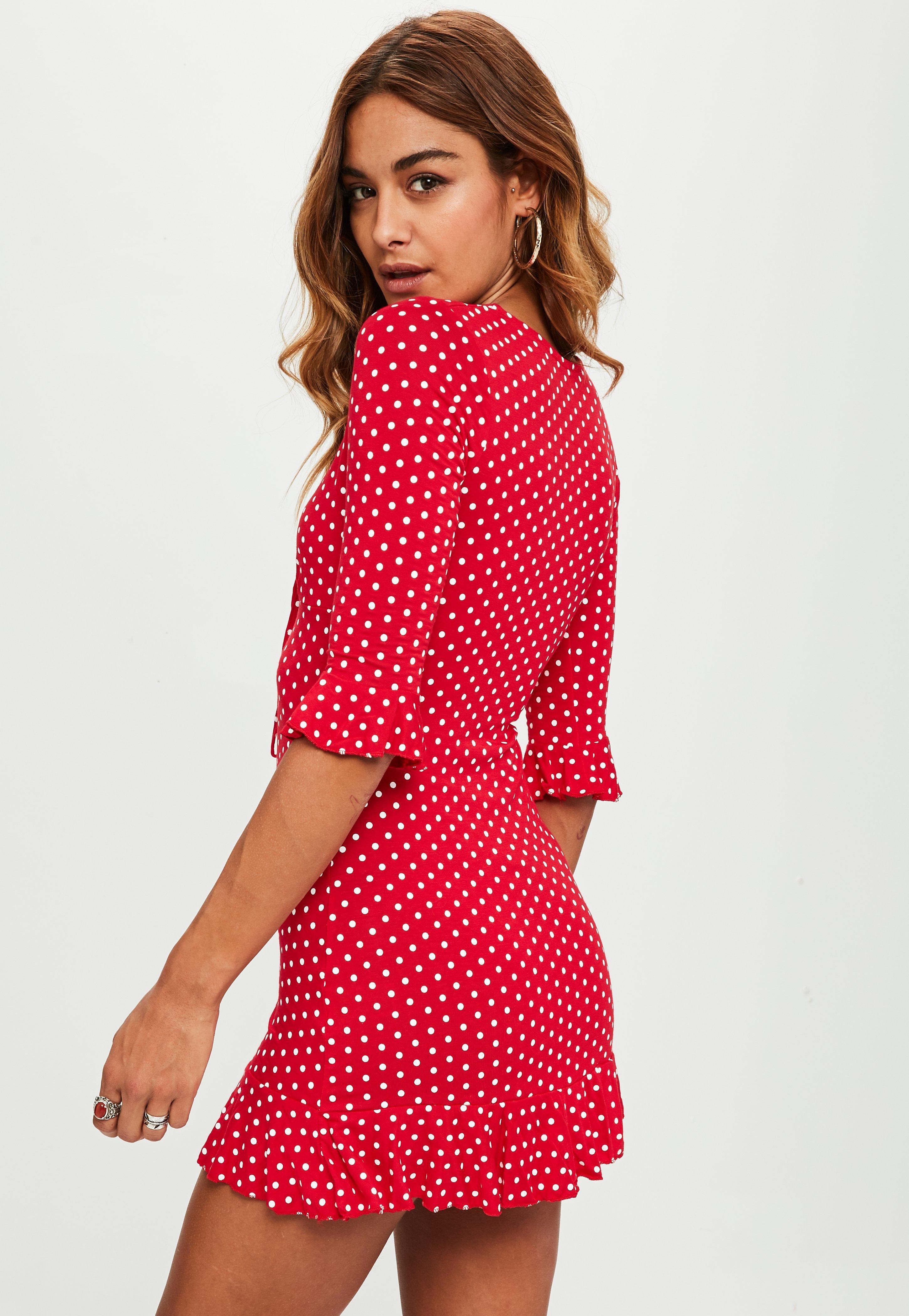 red polka dot dress missguided