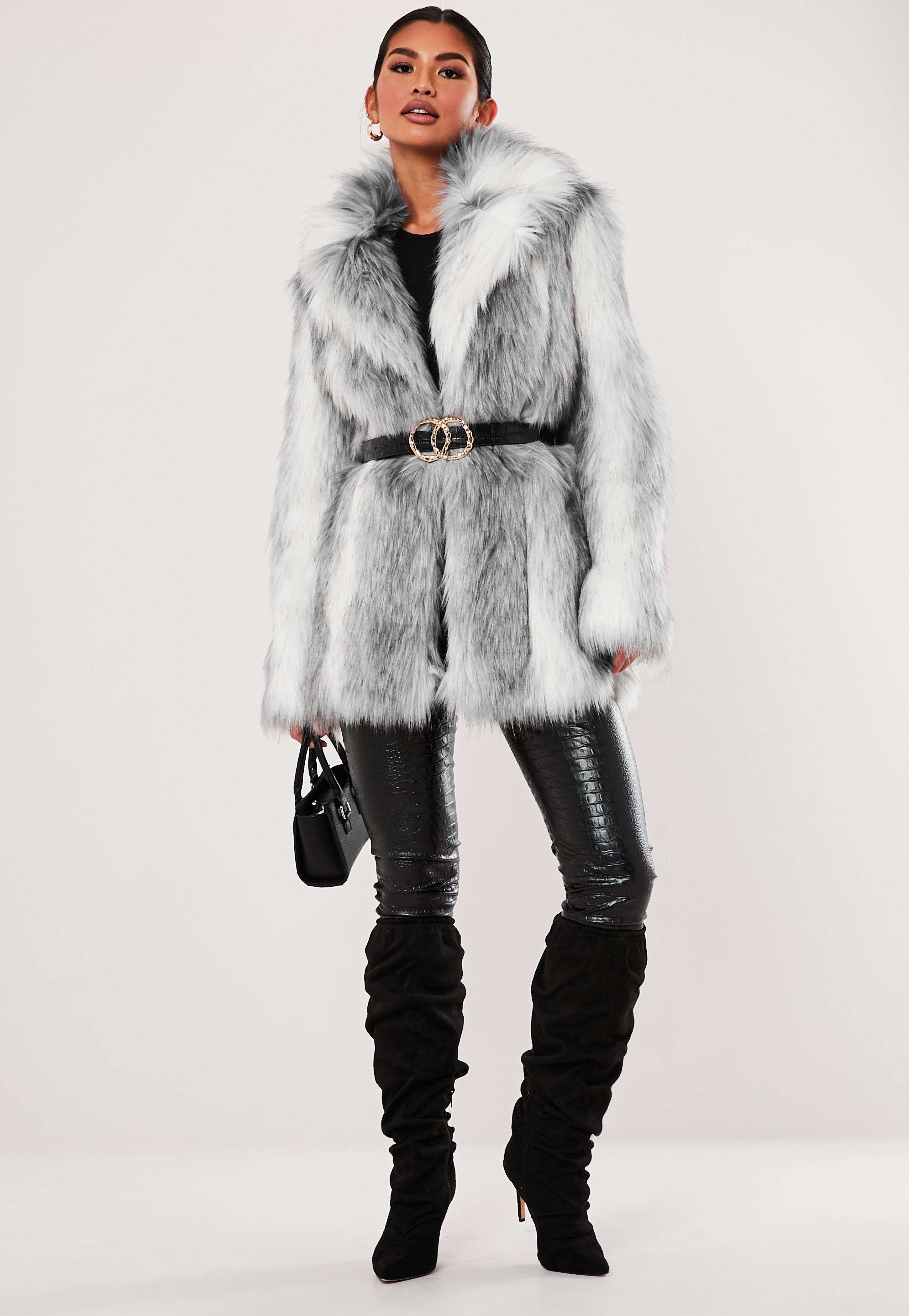 two tone fur coat