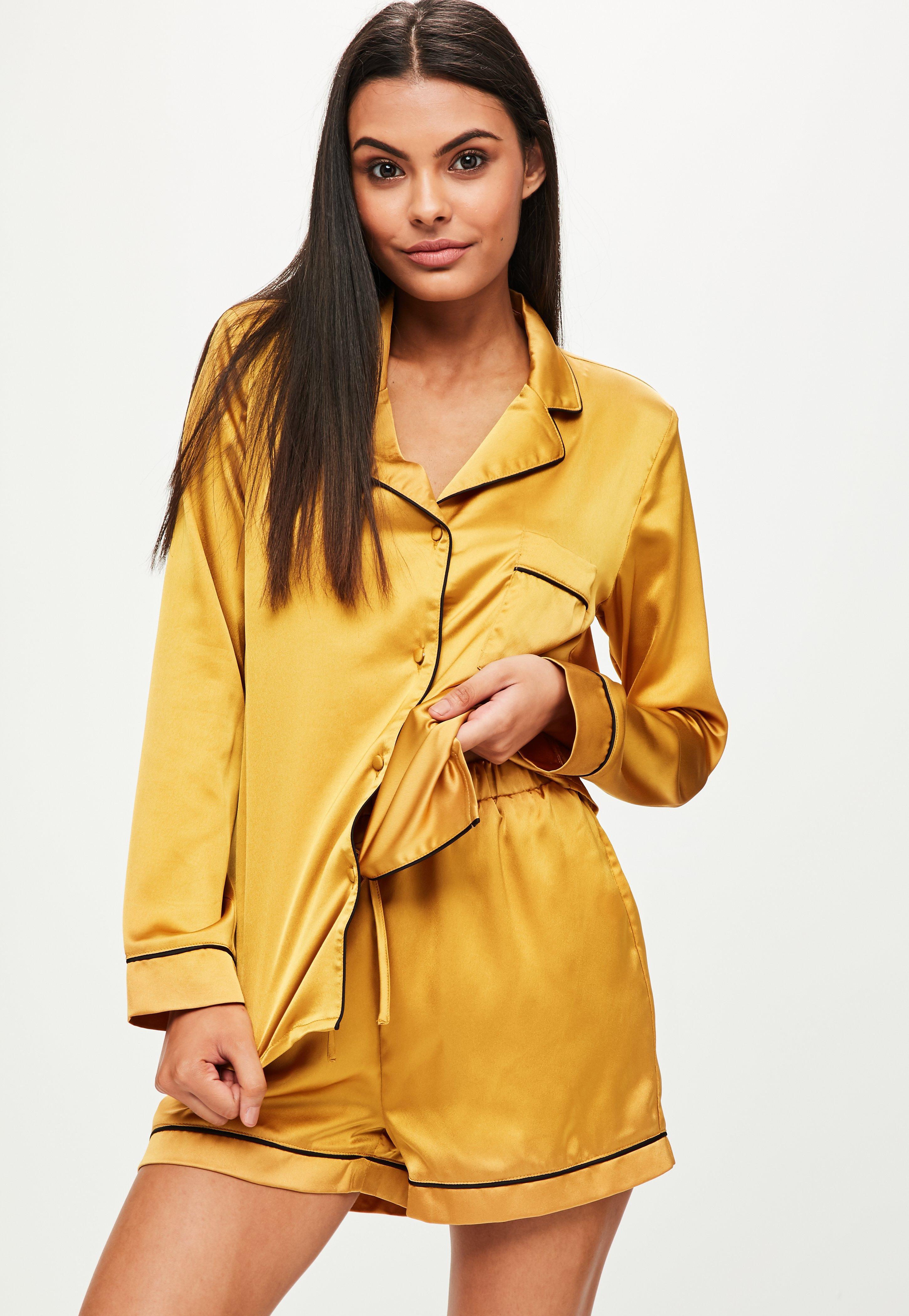 Gold satin pajama set Clearance