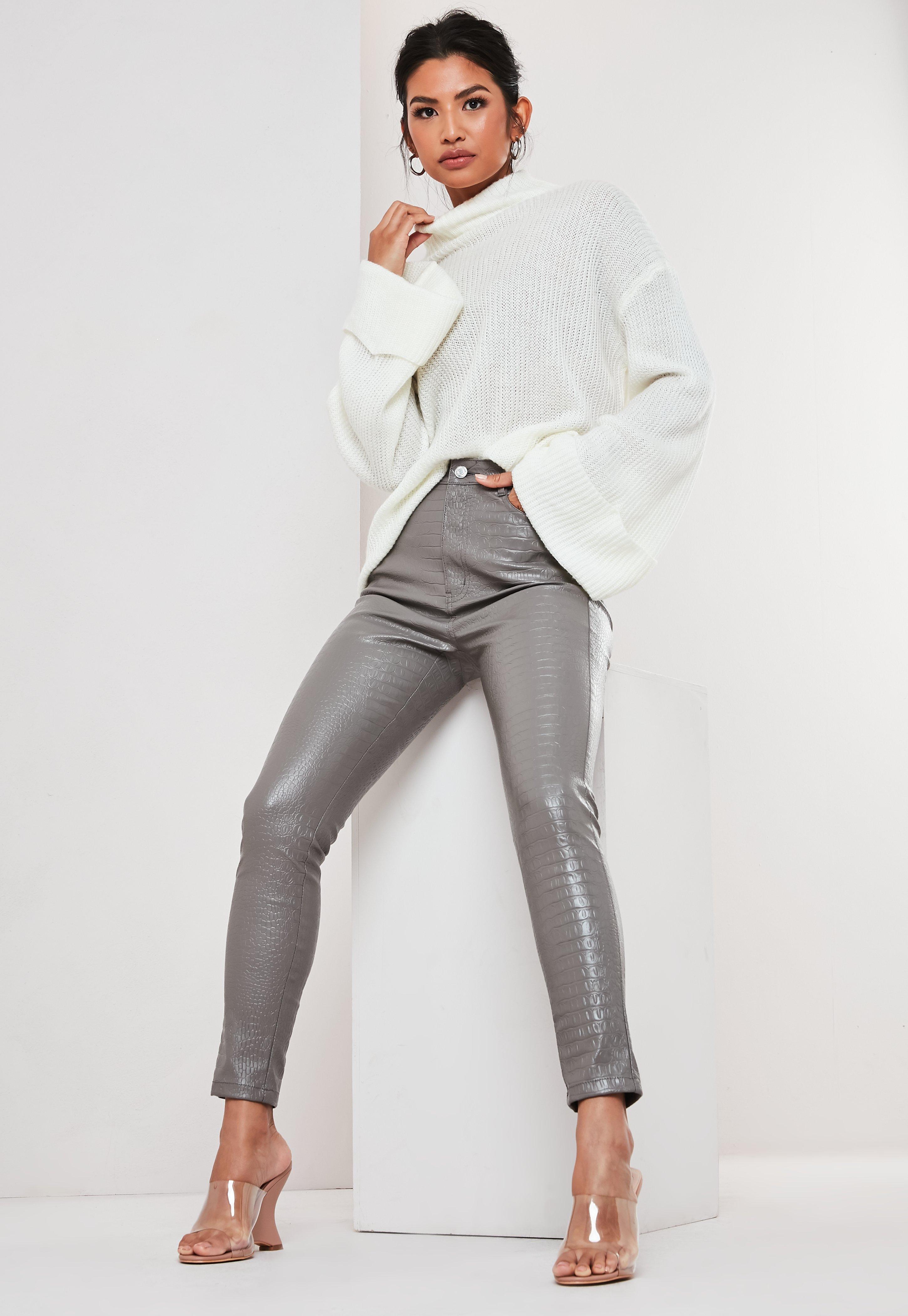 Missguided croc trousers Clearance