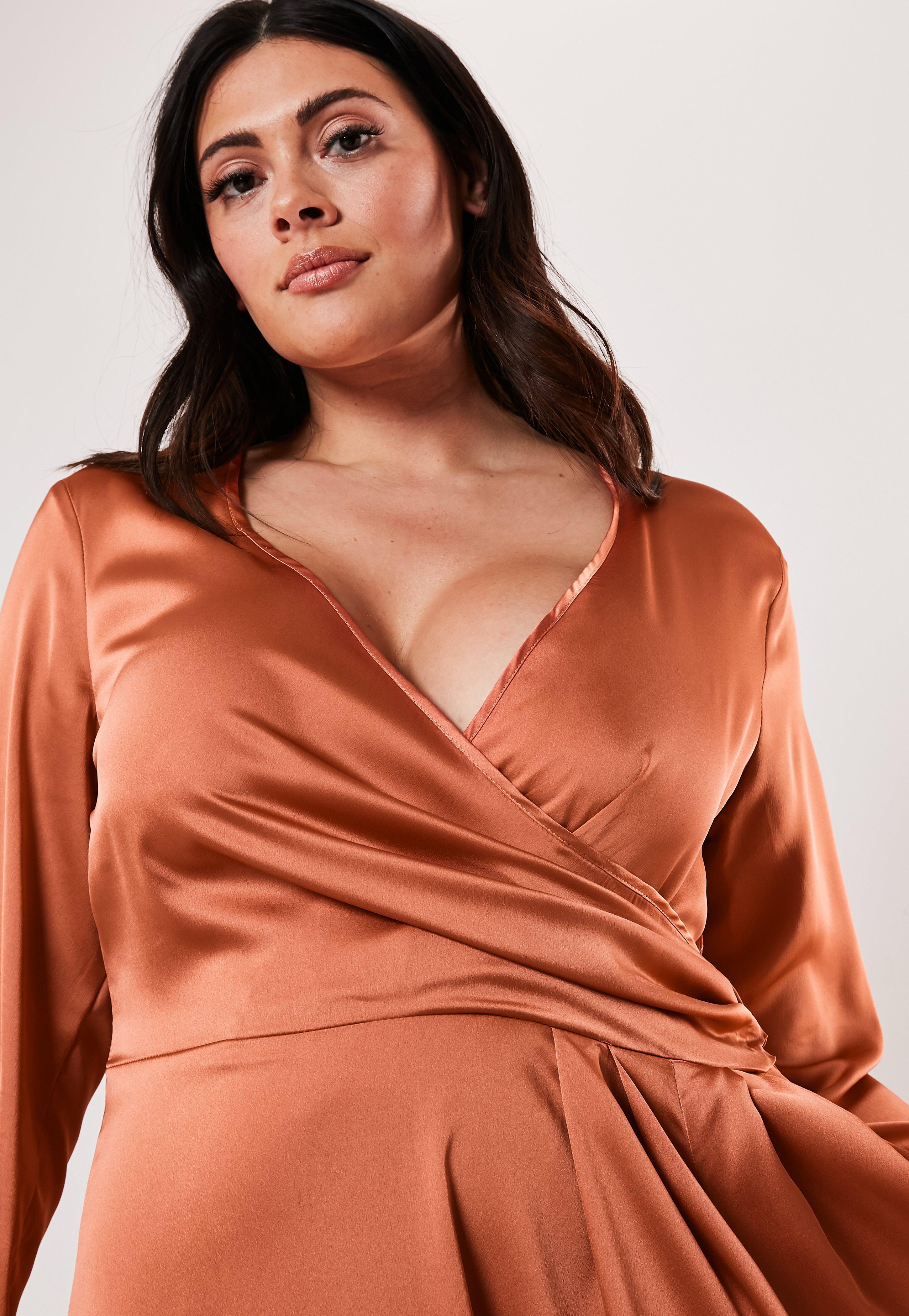 rust orange plus size dress