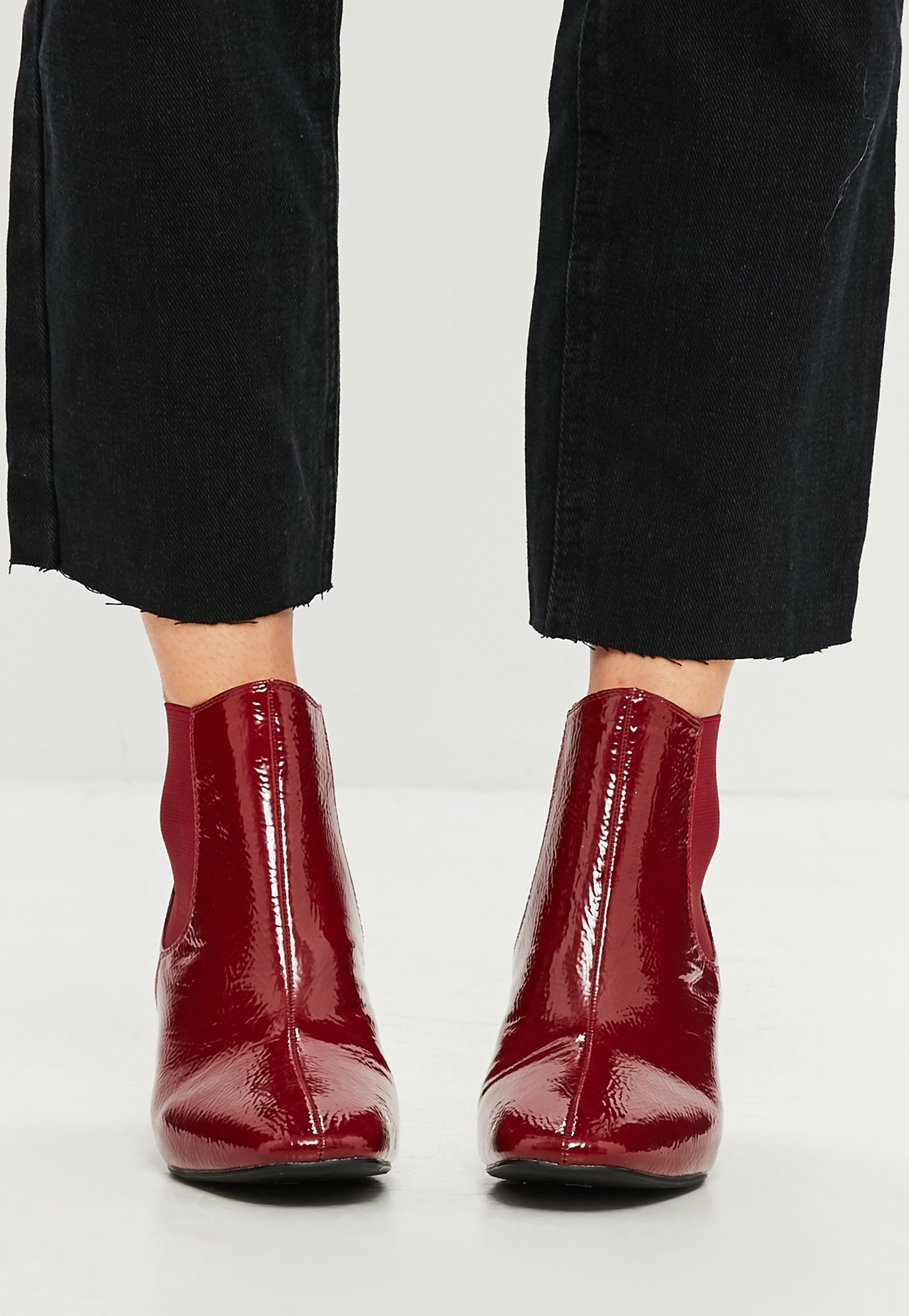 red vinyl boots
