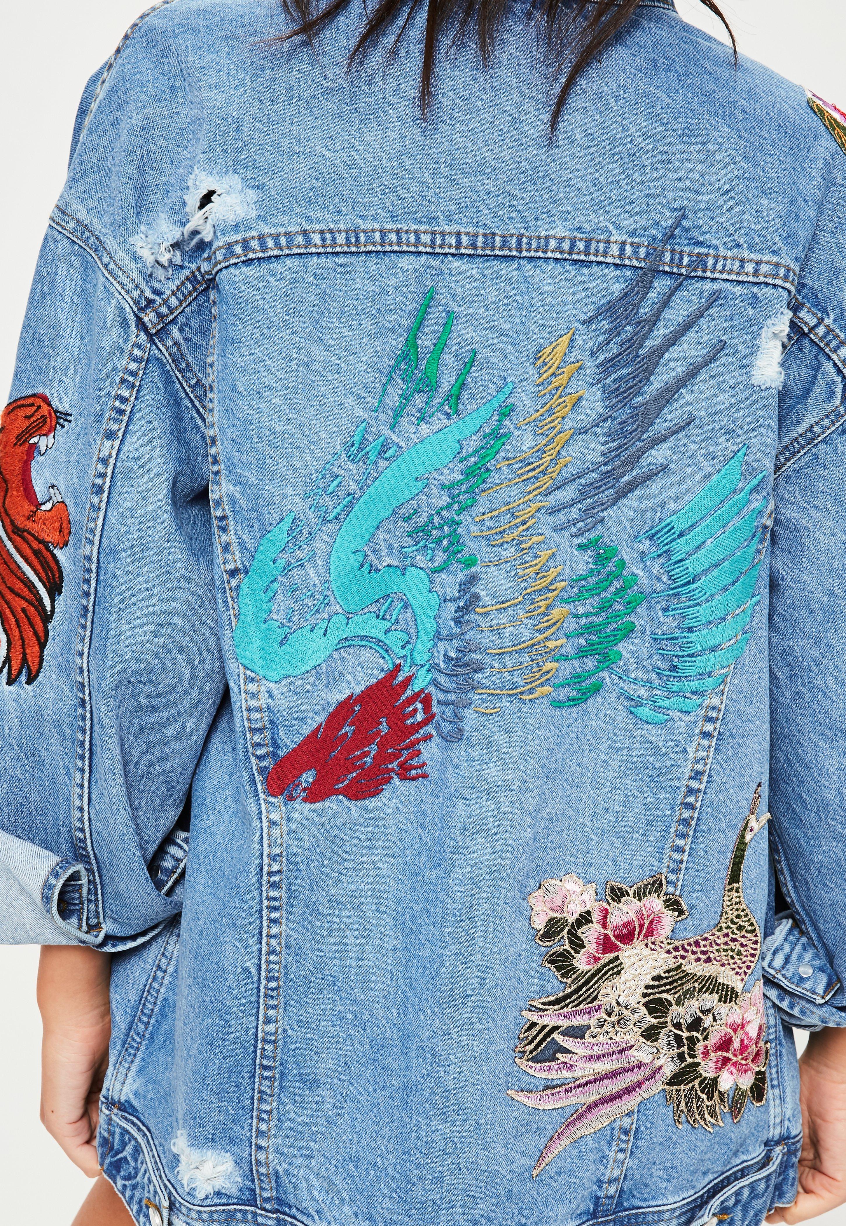 embroidered oversized denim jacket
