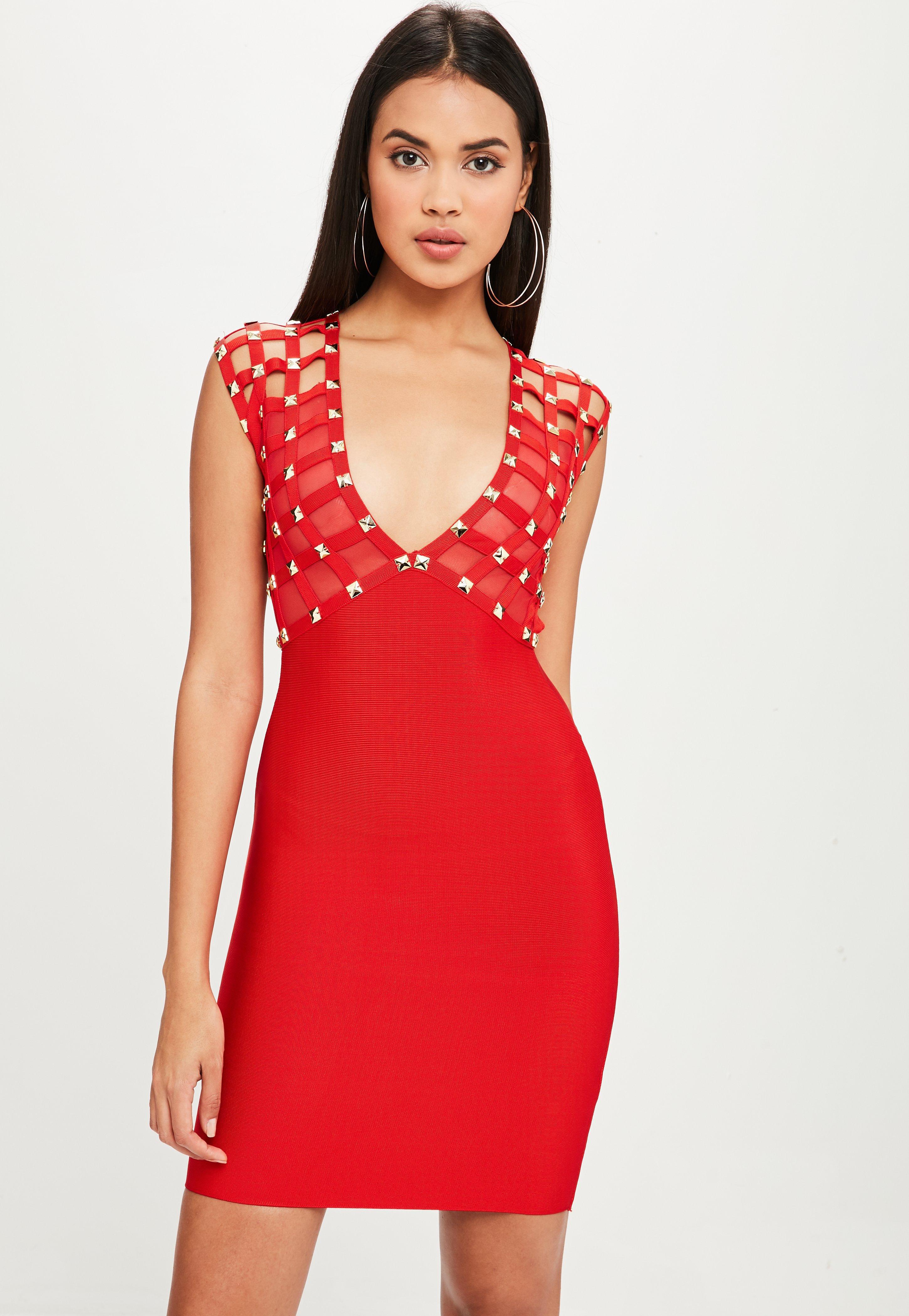 short red bandage dress