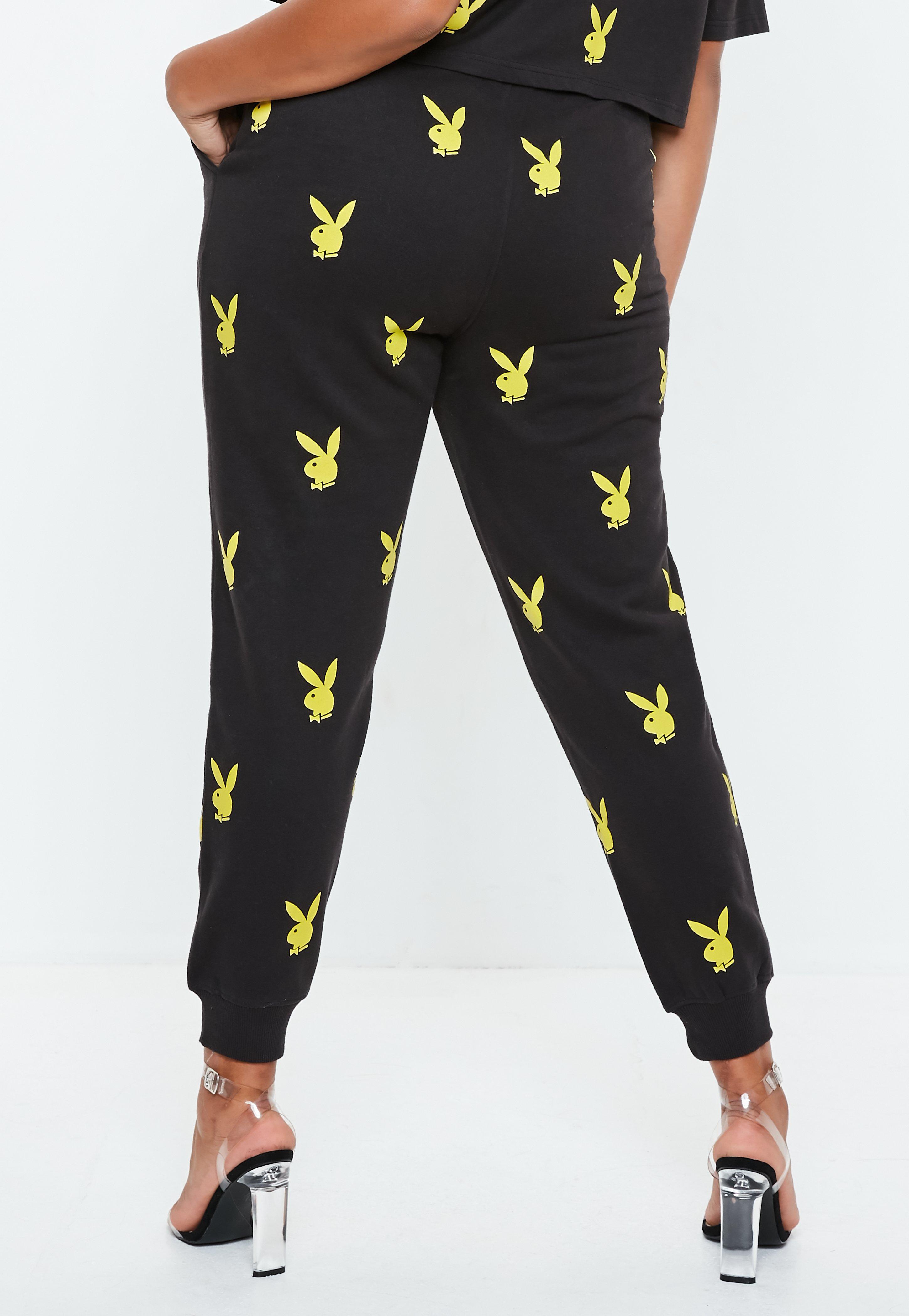 Missguided Cotton Playboy X Plus Size Joggers in Black - Lyst