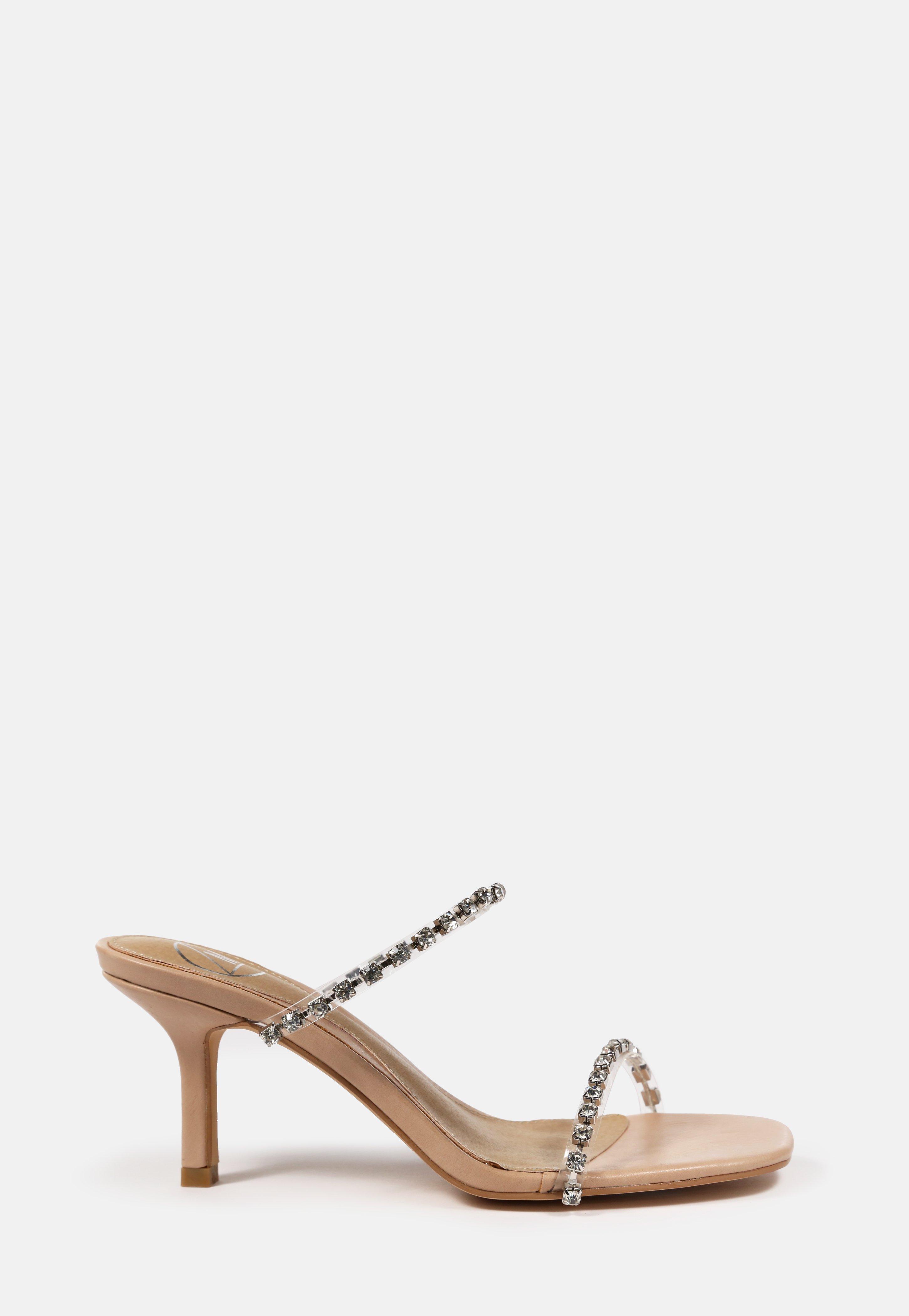 diamante heeled mules