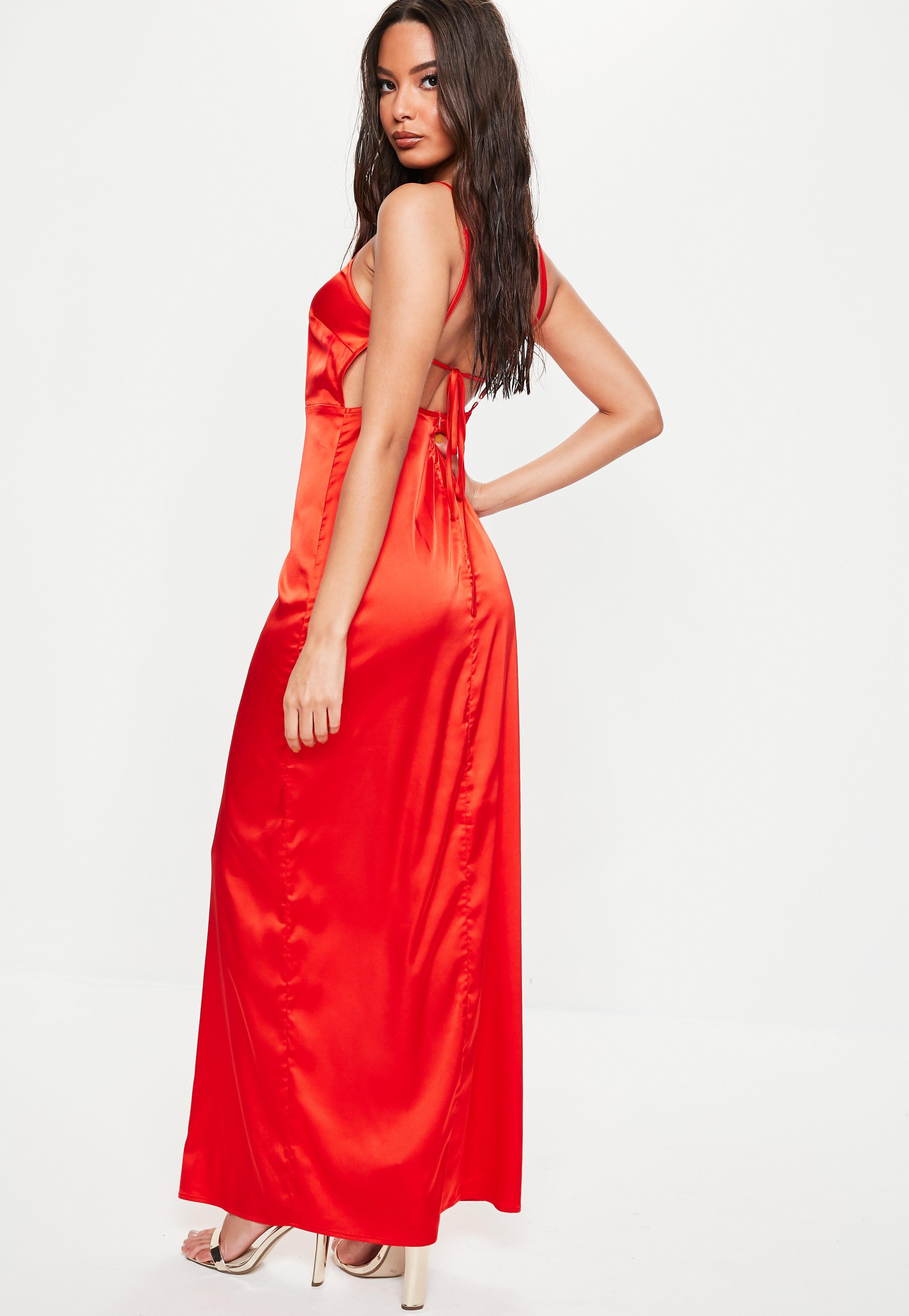 satin square neck maxi dress