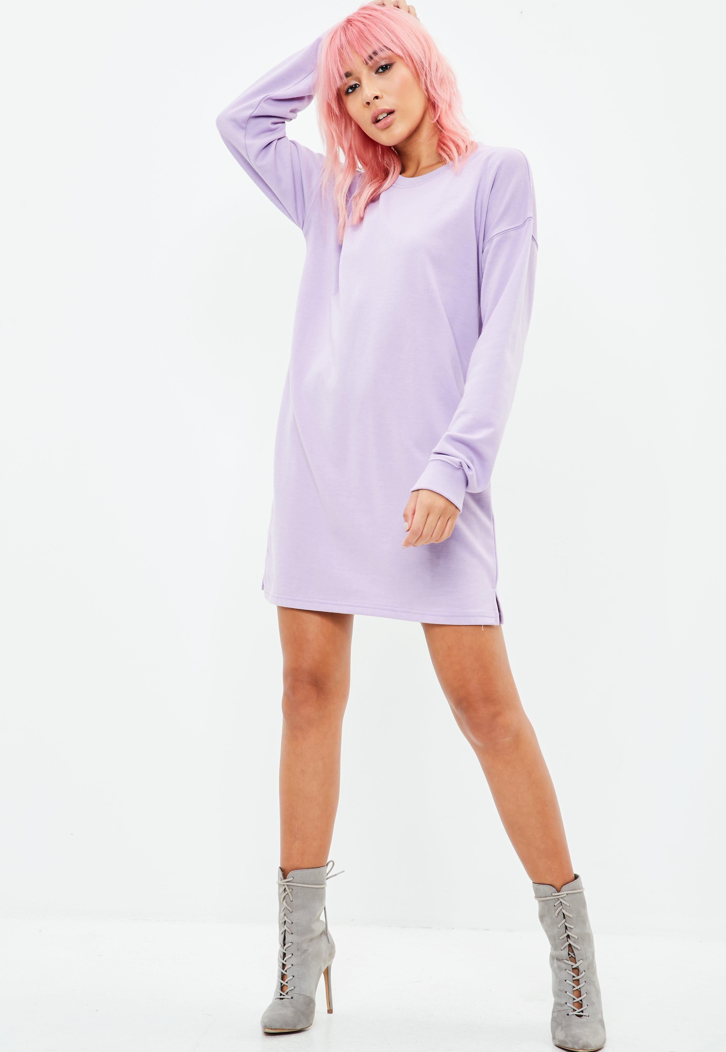 Lyst - Missguided Lilac Long Sleeve Sweater Dress in Purple