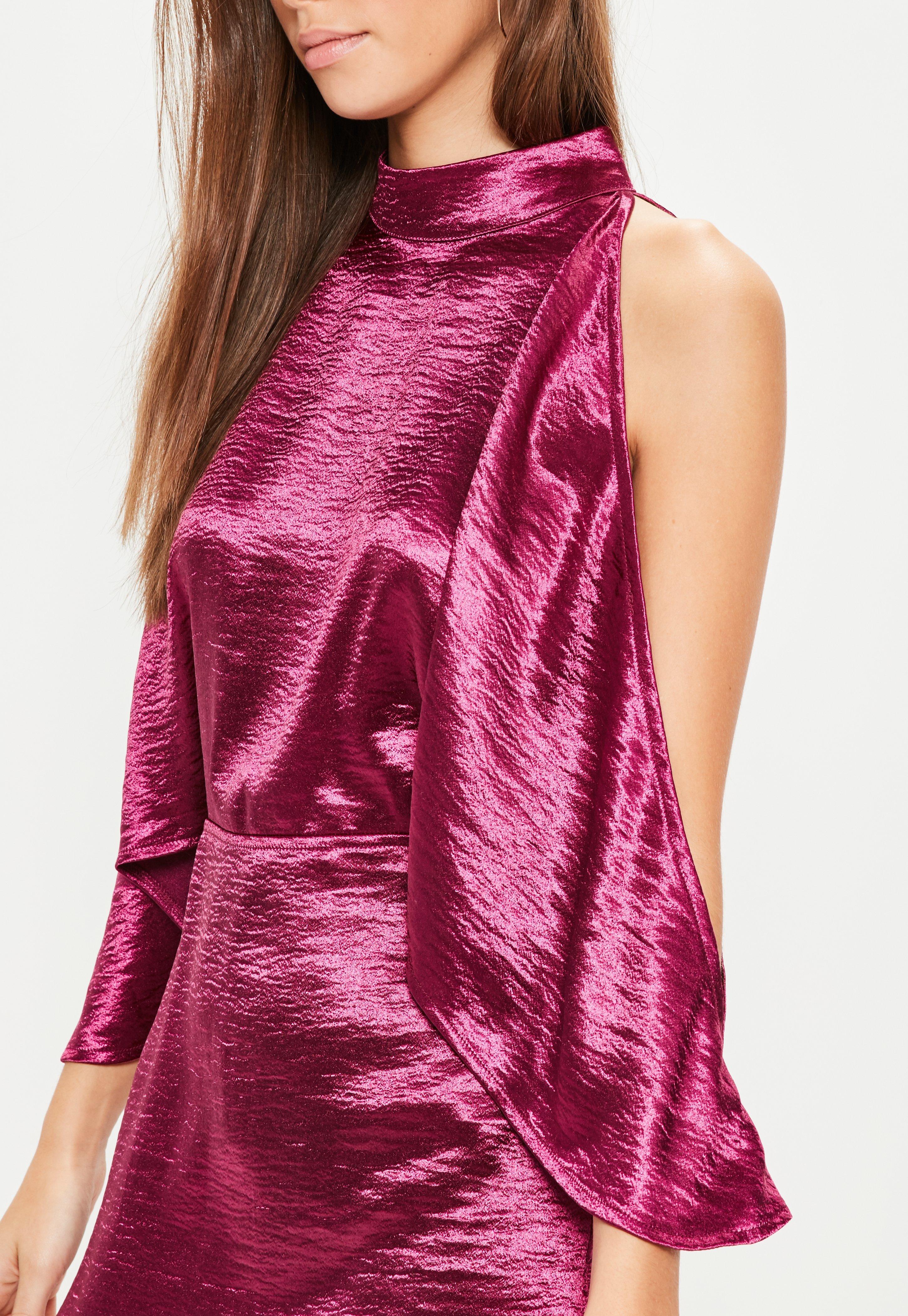 pink satin shift dress