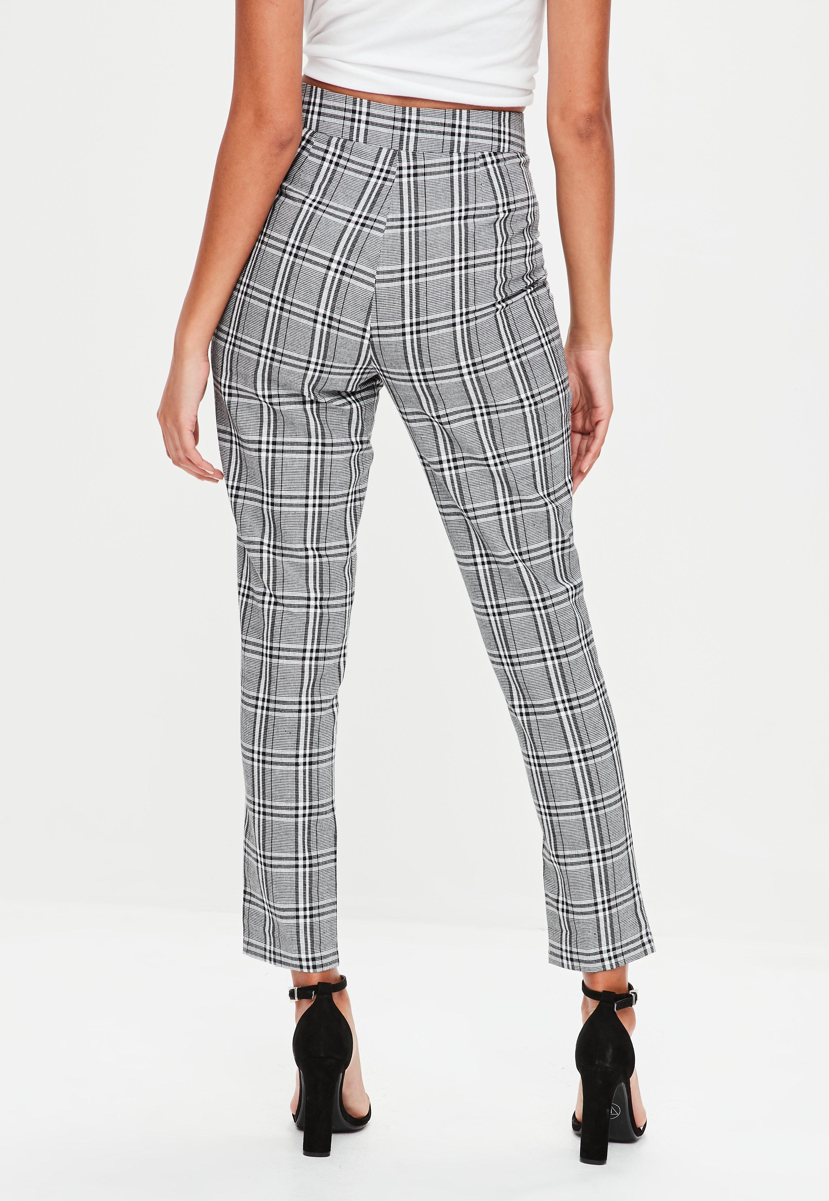Missguided Gray Plaid Tailored Cigarette Pants - Lyst