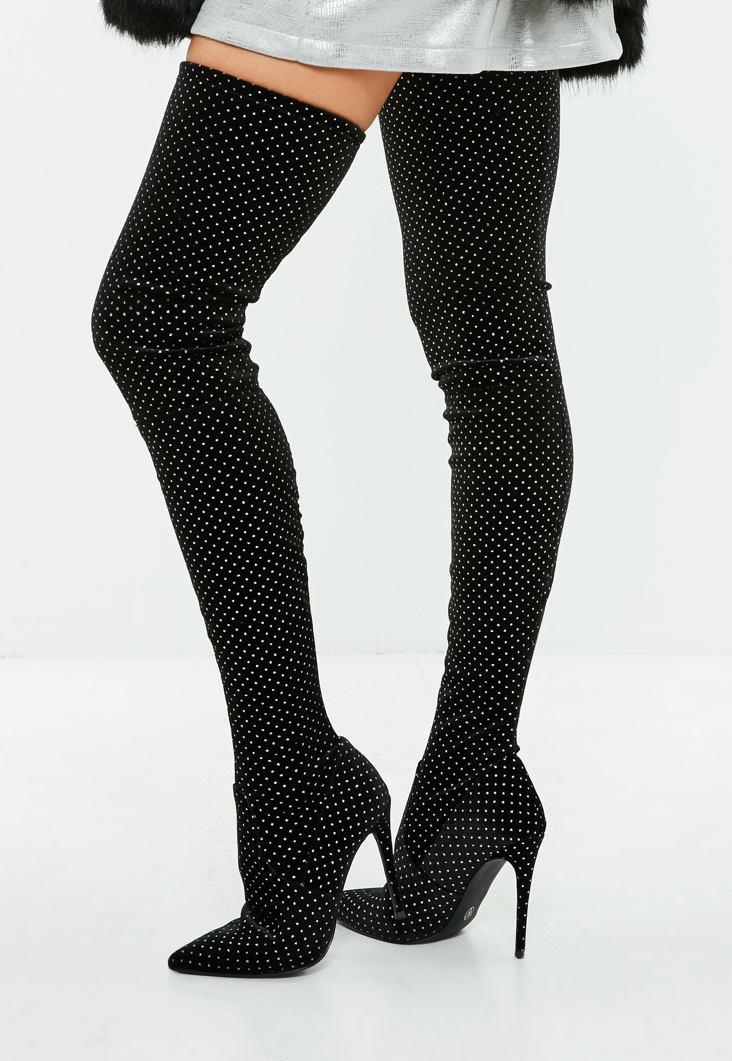 glitter boots over the knee