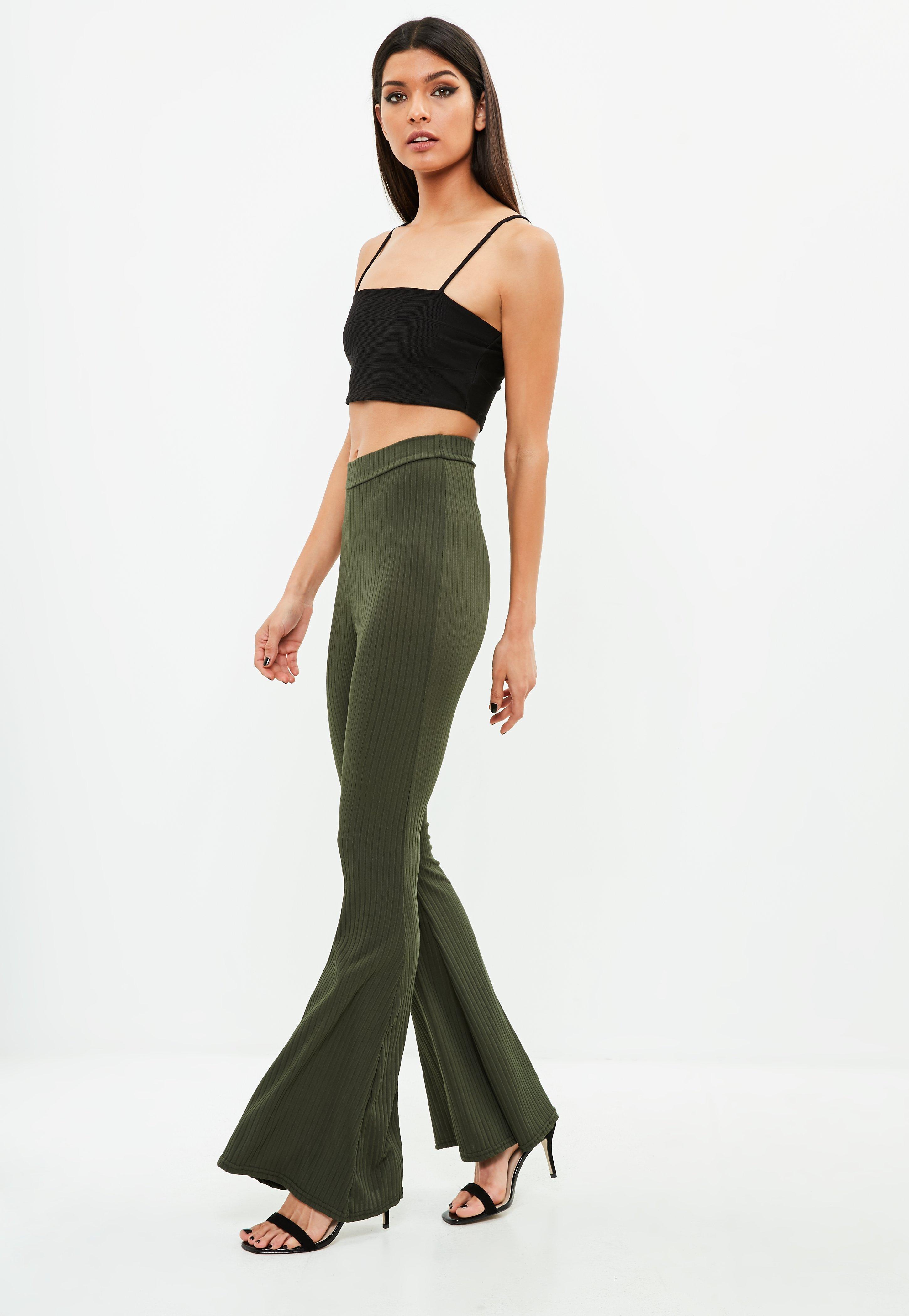 ribbed kick flare trousers