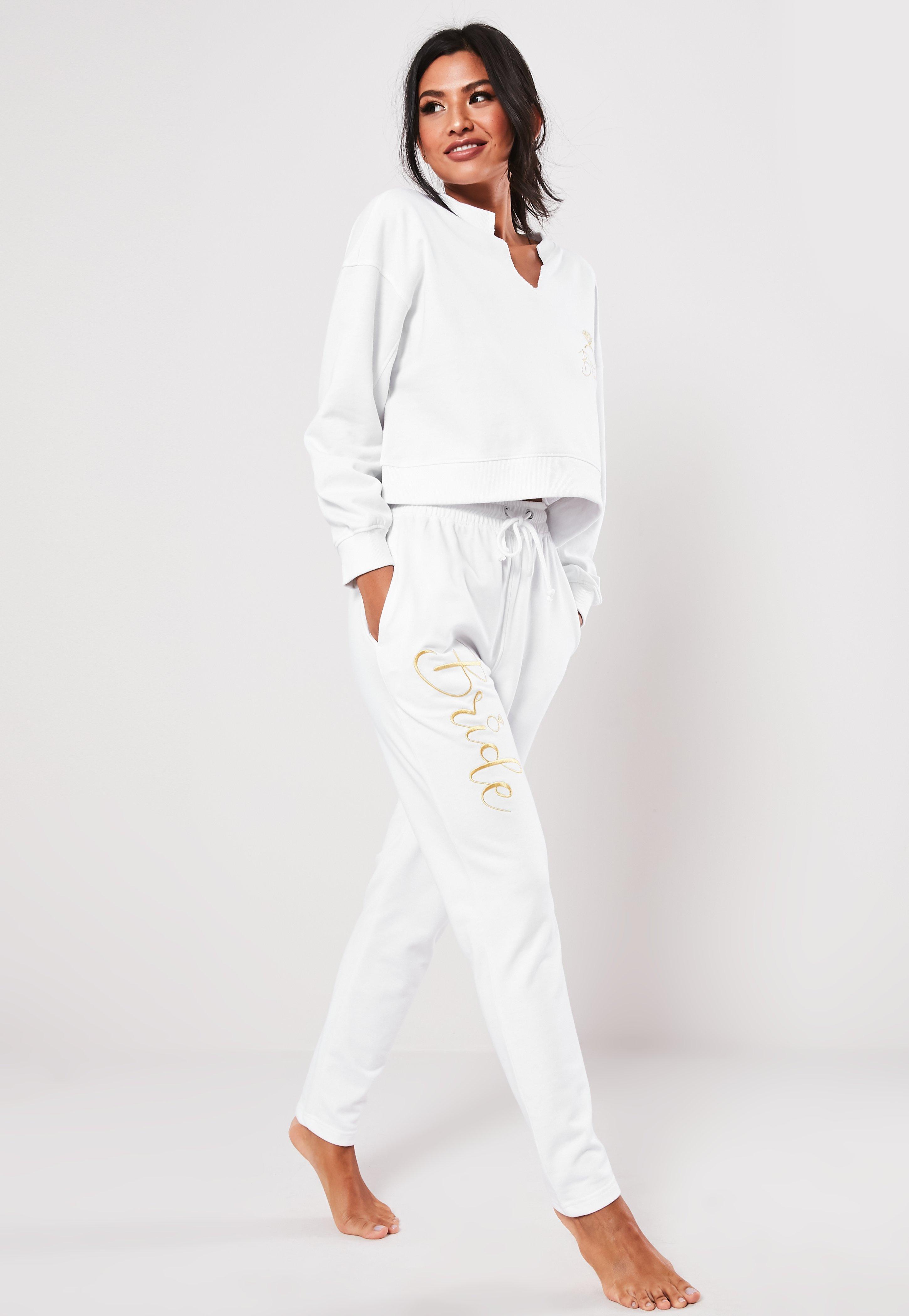 white bride tracksuit