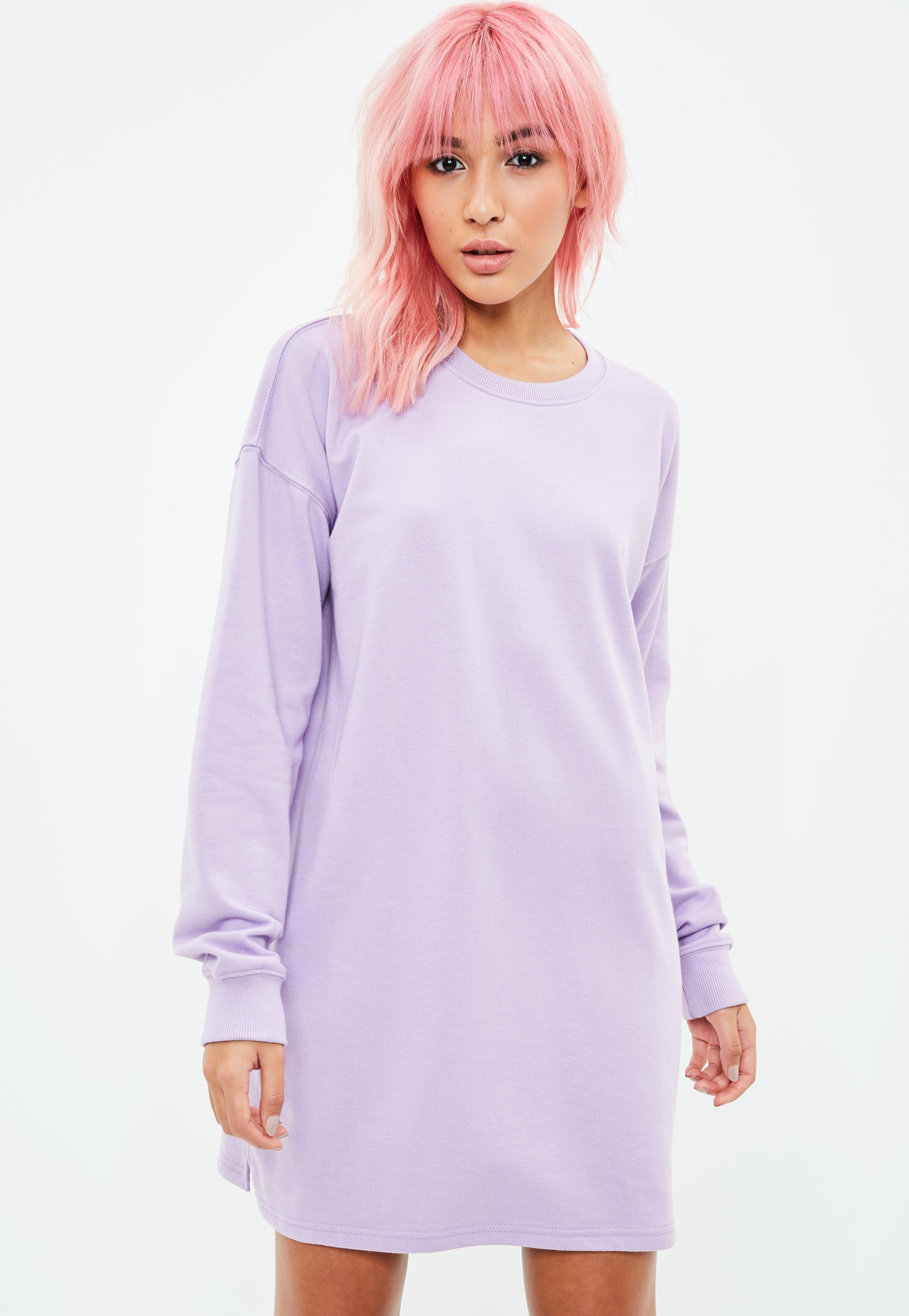 Lyst Missguided Lilac Long Sleeve Sweater Dress in Purple