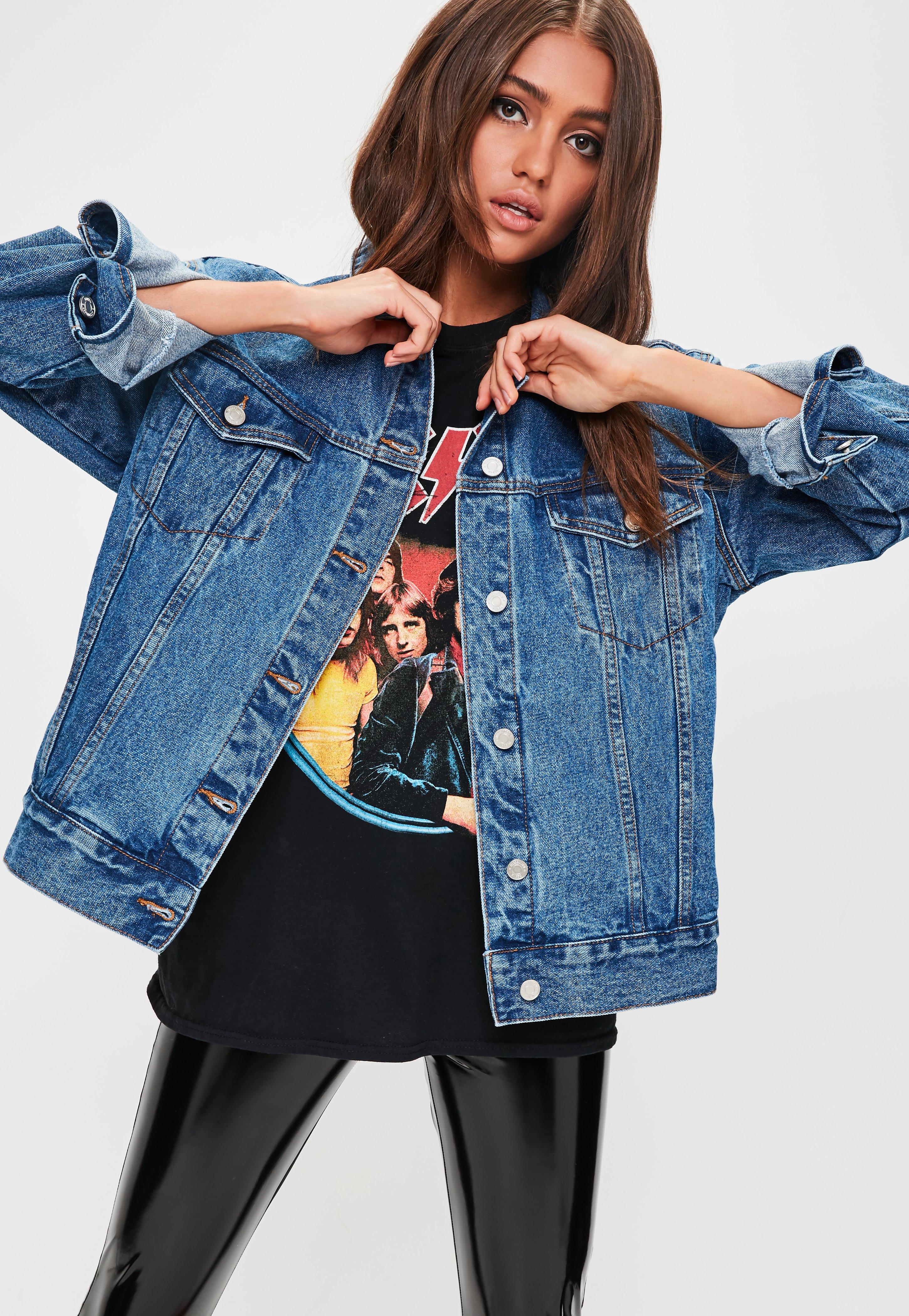 Lyst - Missguided Blue Oversized Denim Jacket in Blue - Save 13. ...