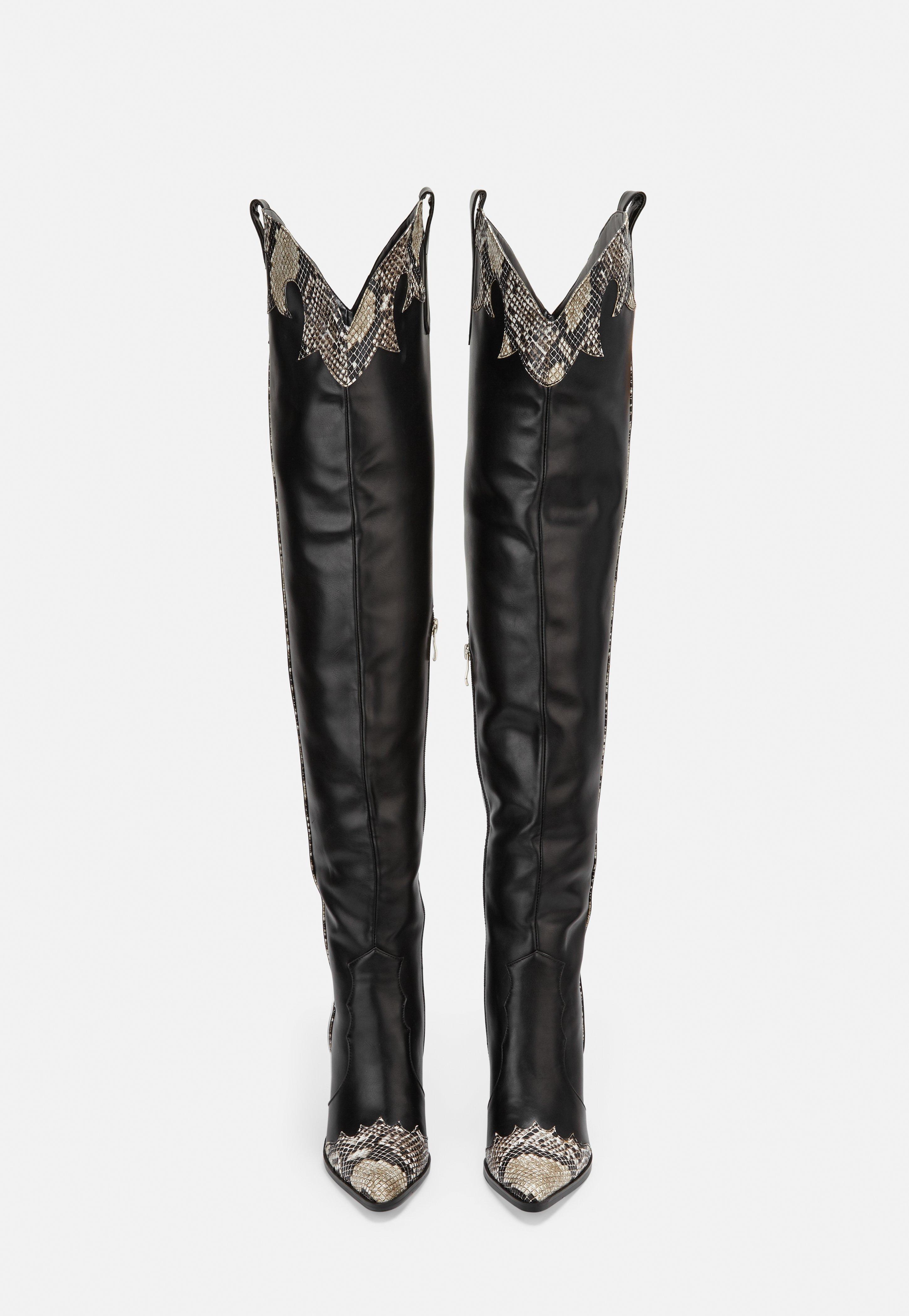 black snake print lace up boots