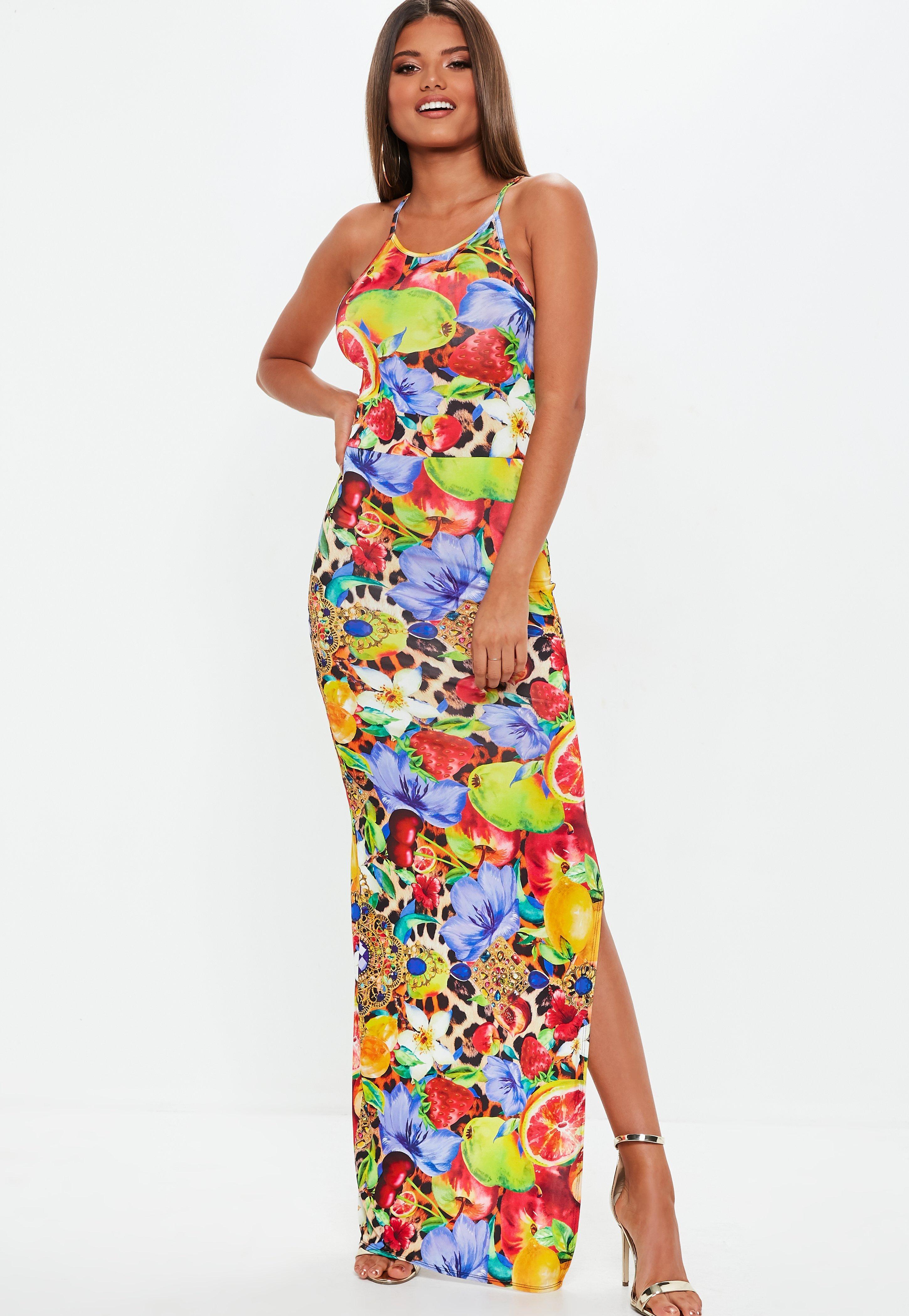 fruit print maxi dress