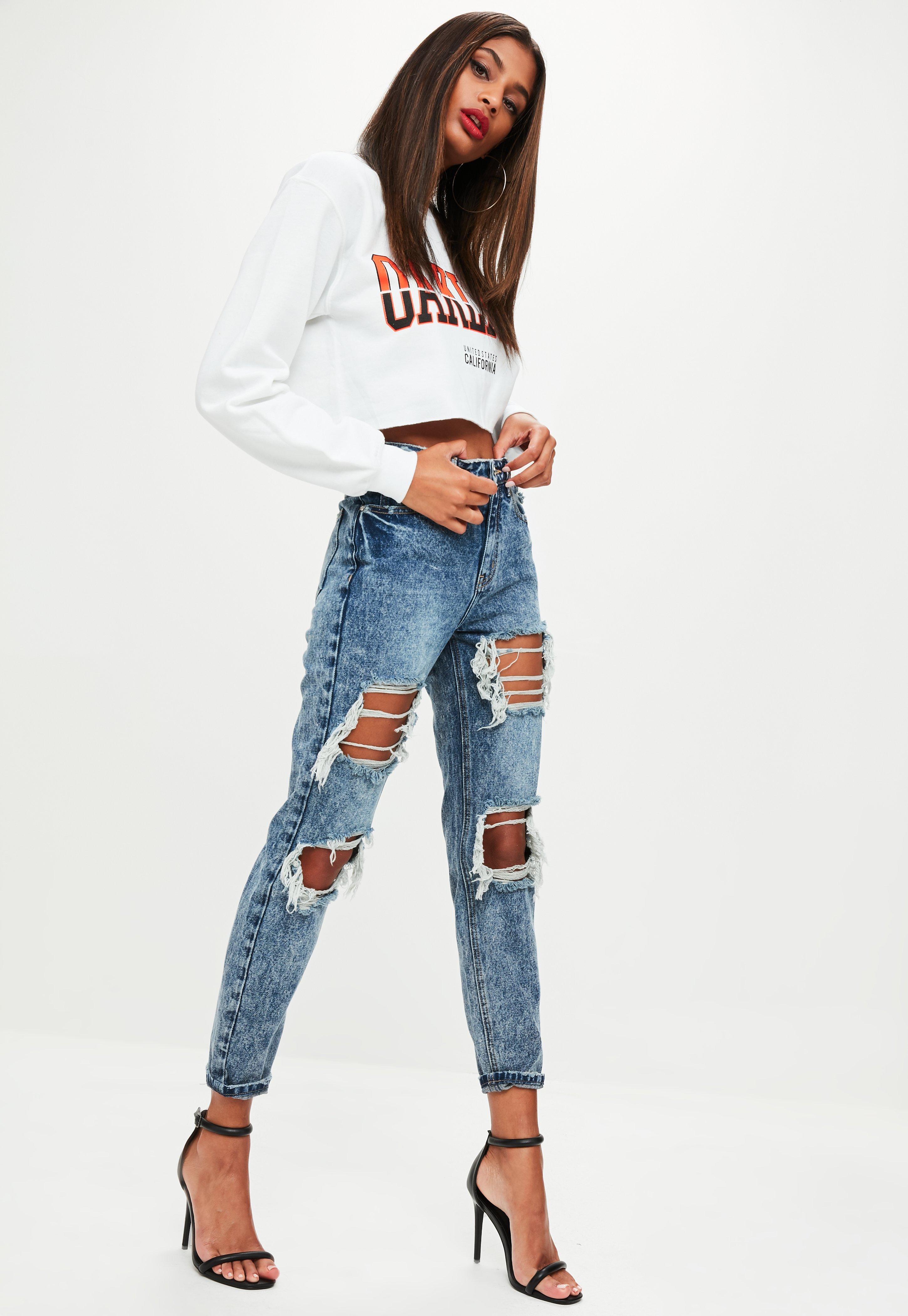 missguided ripped mom jeans